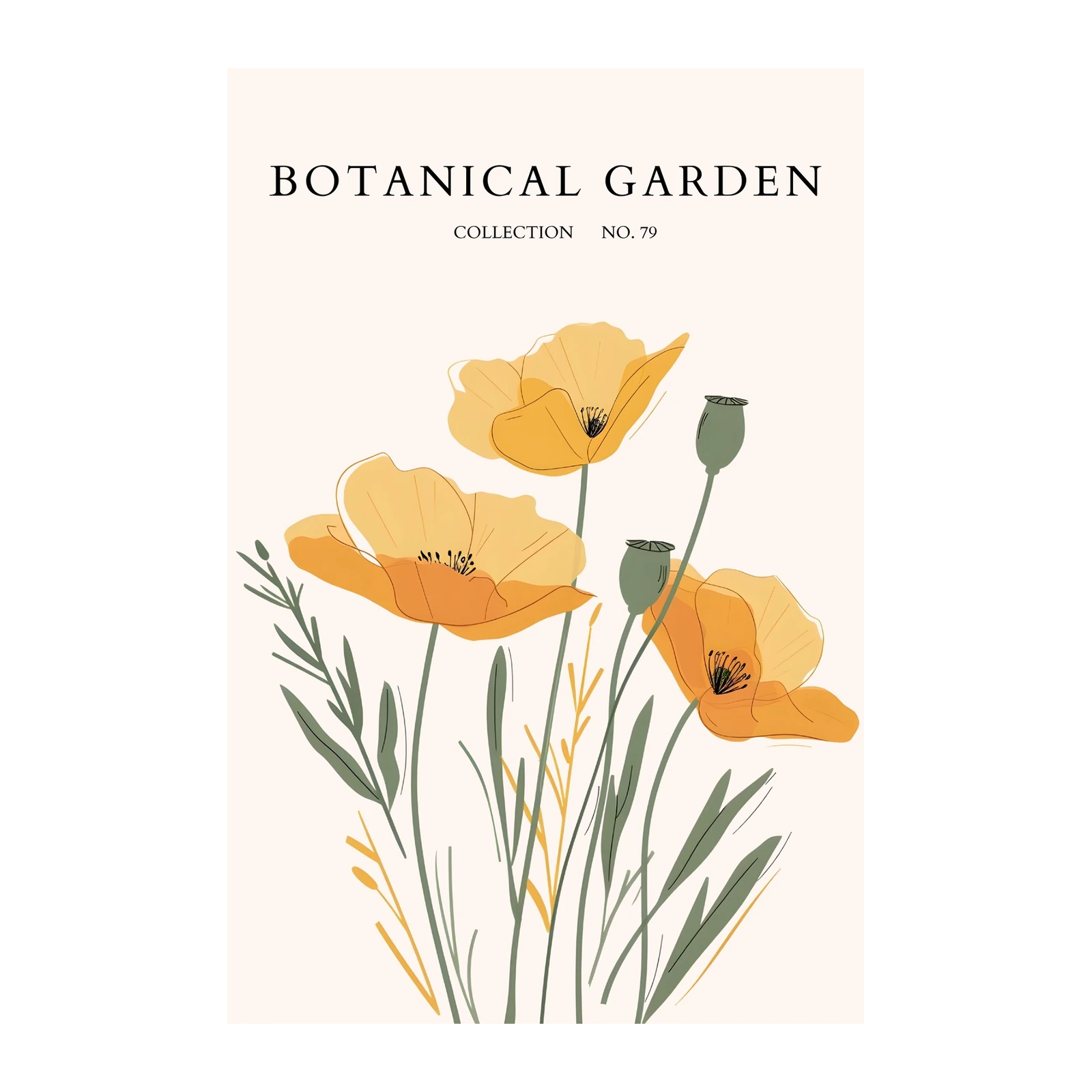 Golden Poppy Botanical Garden Wall Art