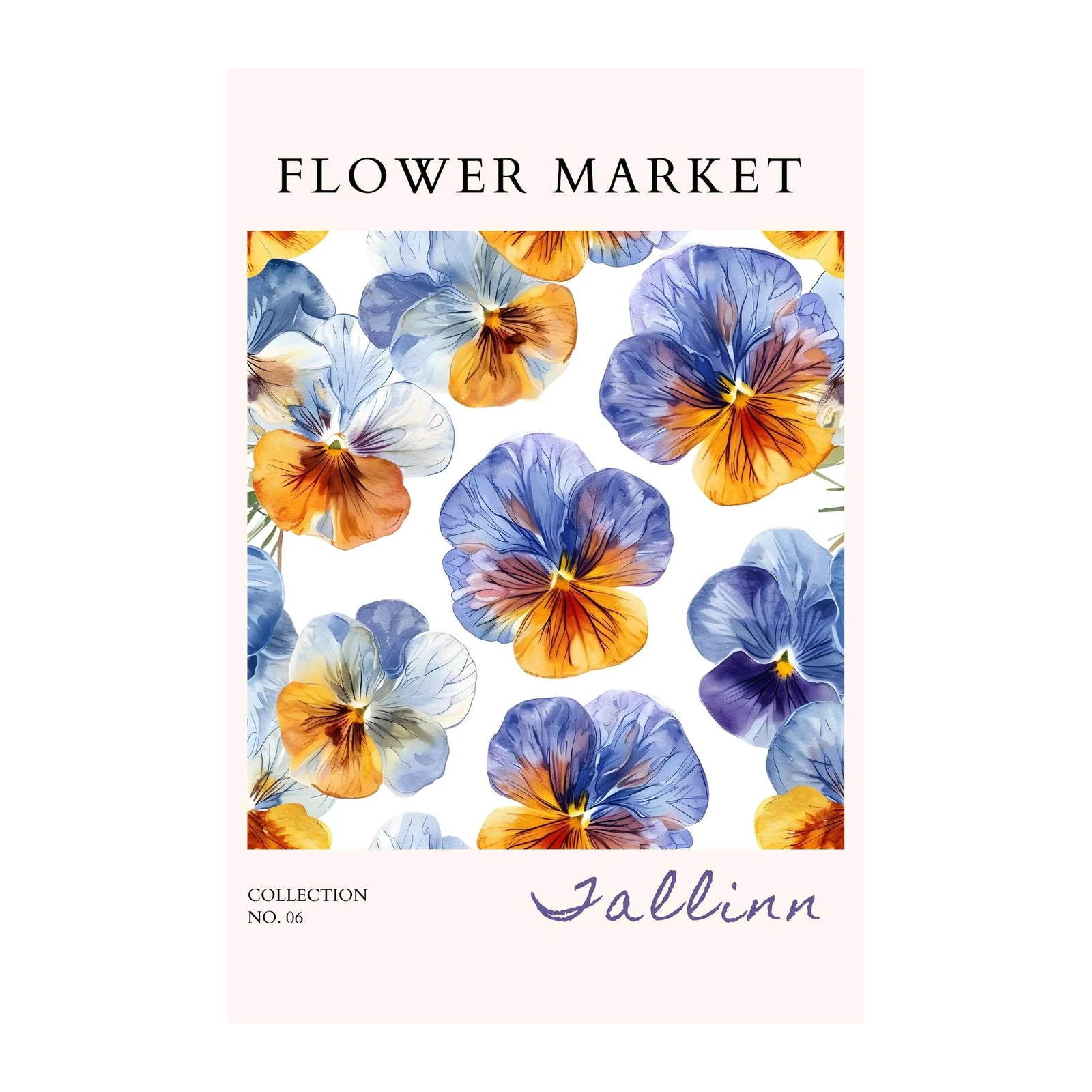 Vibrant Pansy Floral "Flower Market" Wall Art