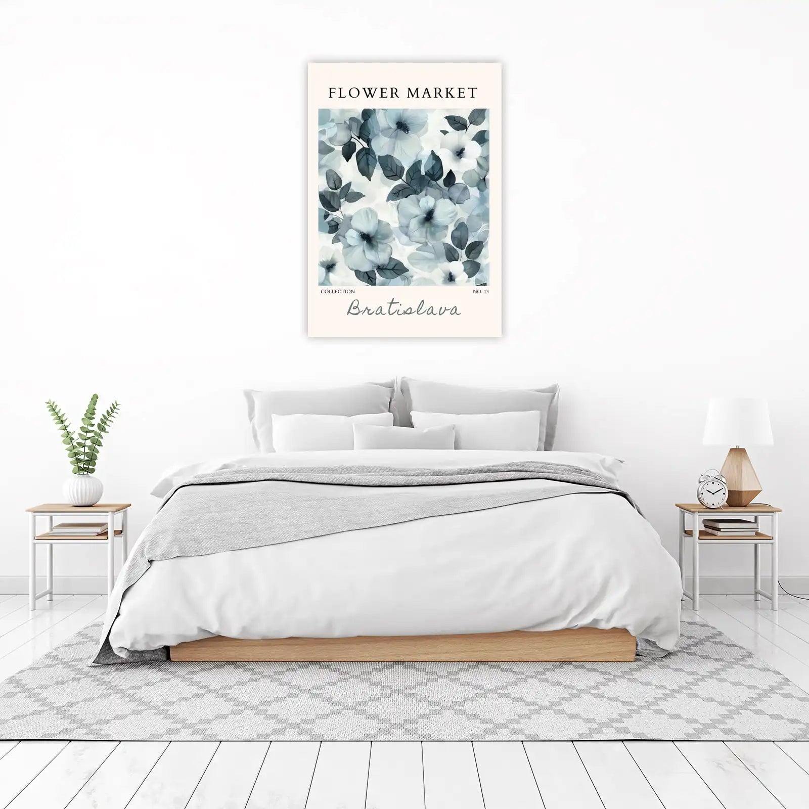 Ethereal Blue Floral Market Wall Art