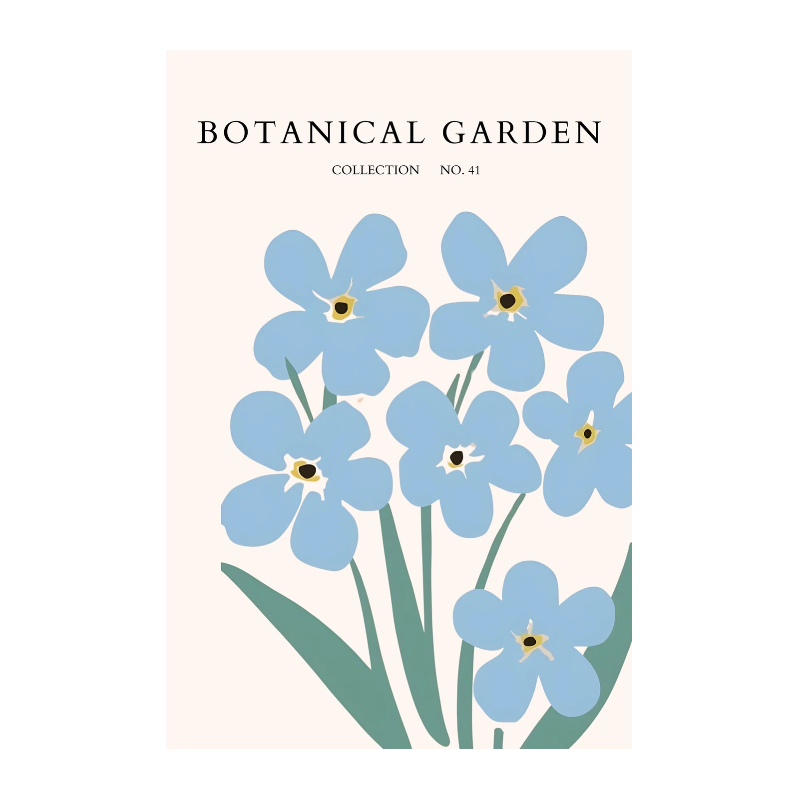Serene Blue Forget-Me-Nots Botanical Wall Art