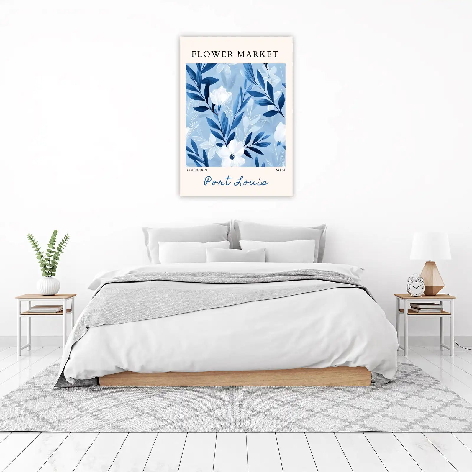 Blue Floral Market "Port Louis" Wall Art