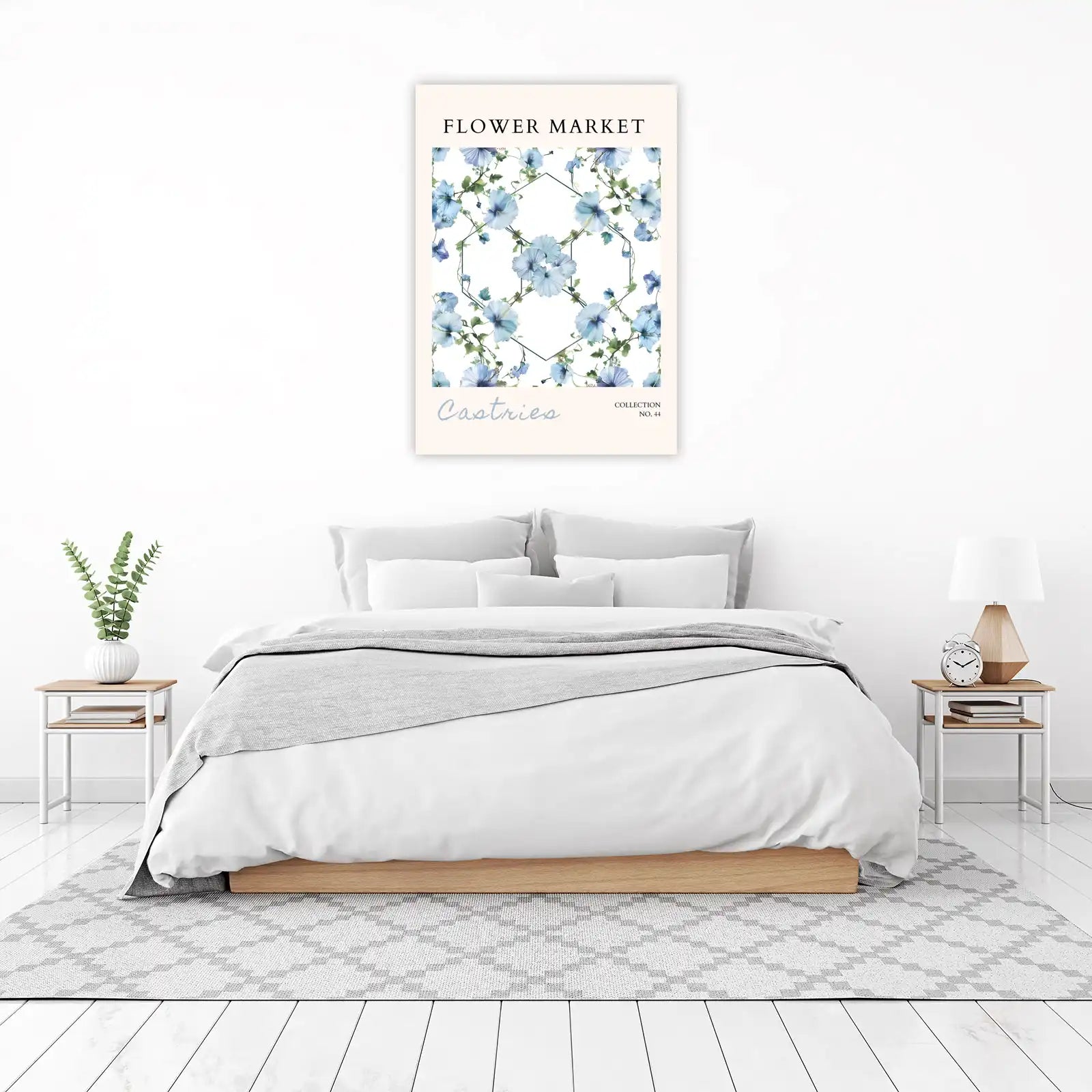 Serene Blue Hibiscus Floral Wall Art