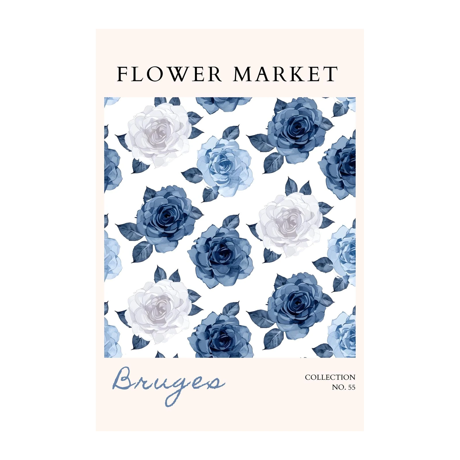 Bruges Floral Blue Rose Wall Art