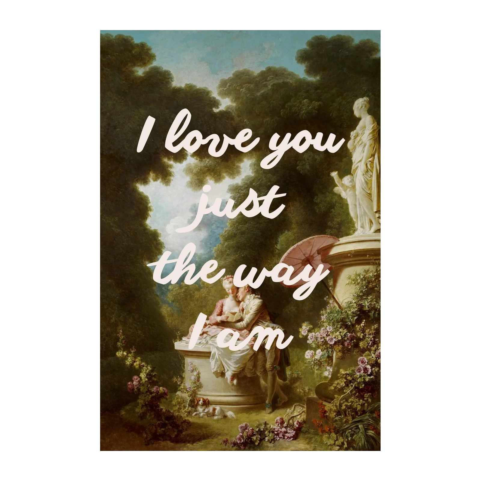 Romantic Garden Embrace "I Love You" Wall Art
