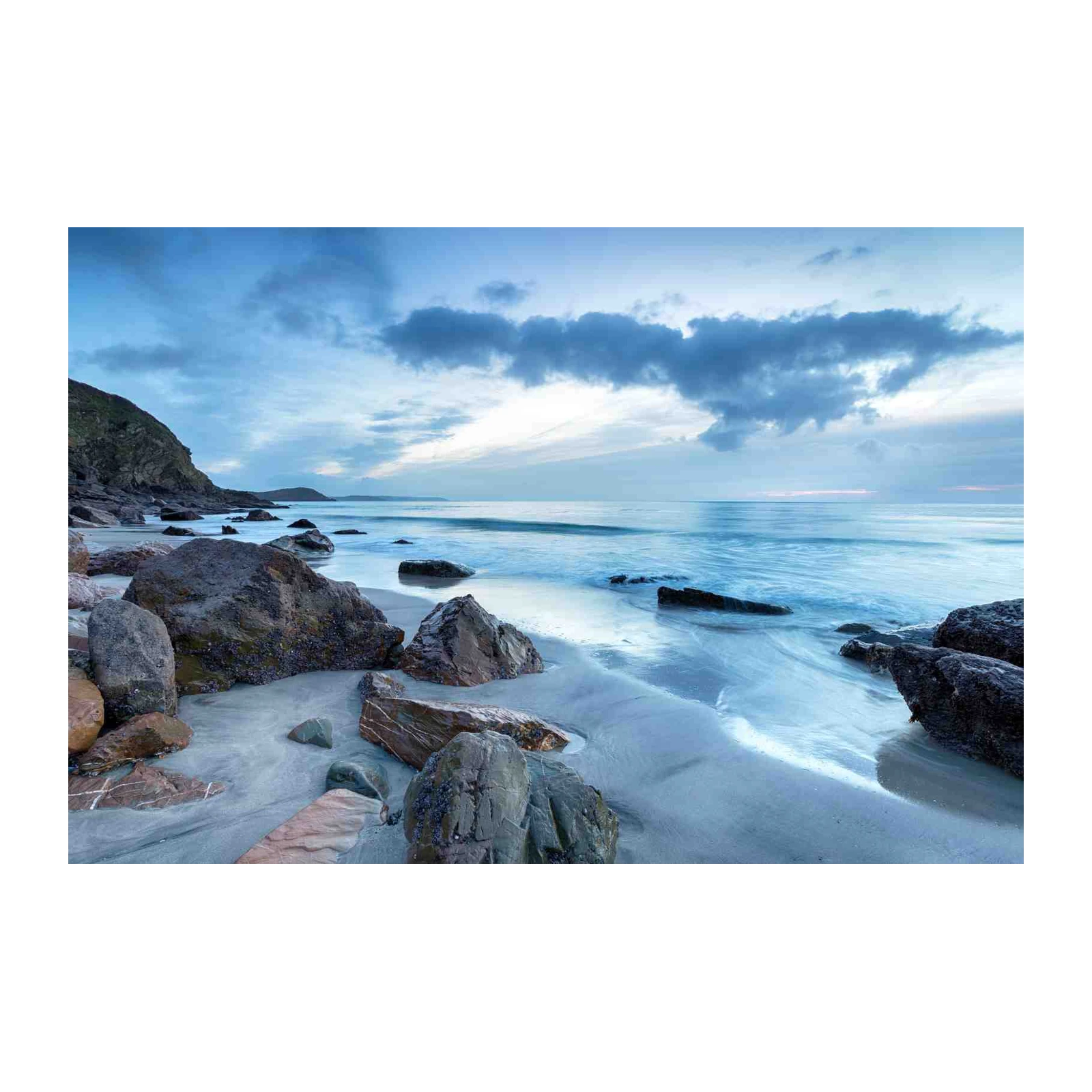 Serene Coastal Calm Beach Rocks Wall Art