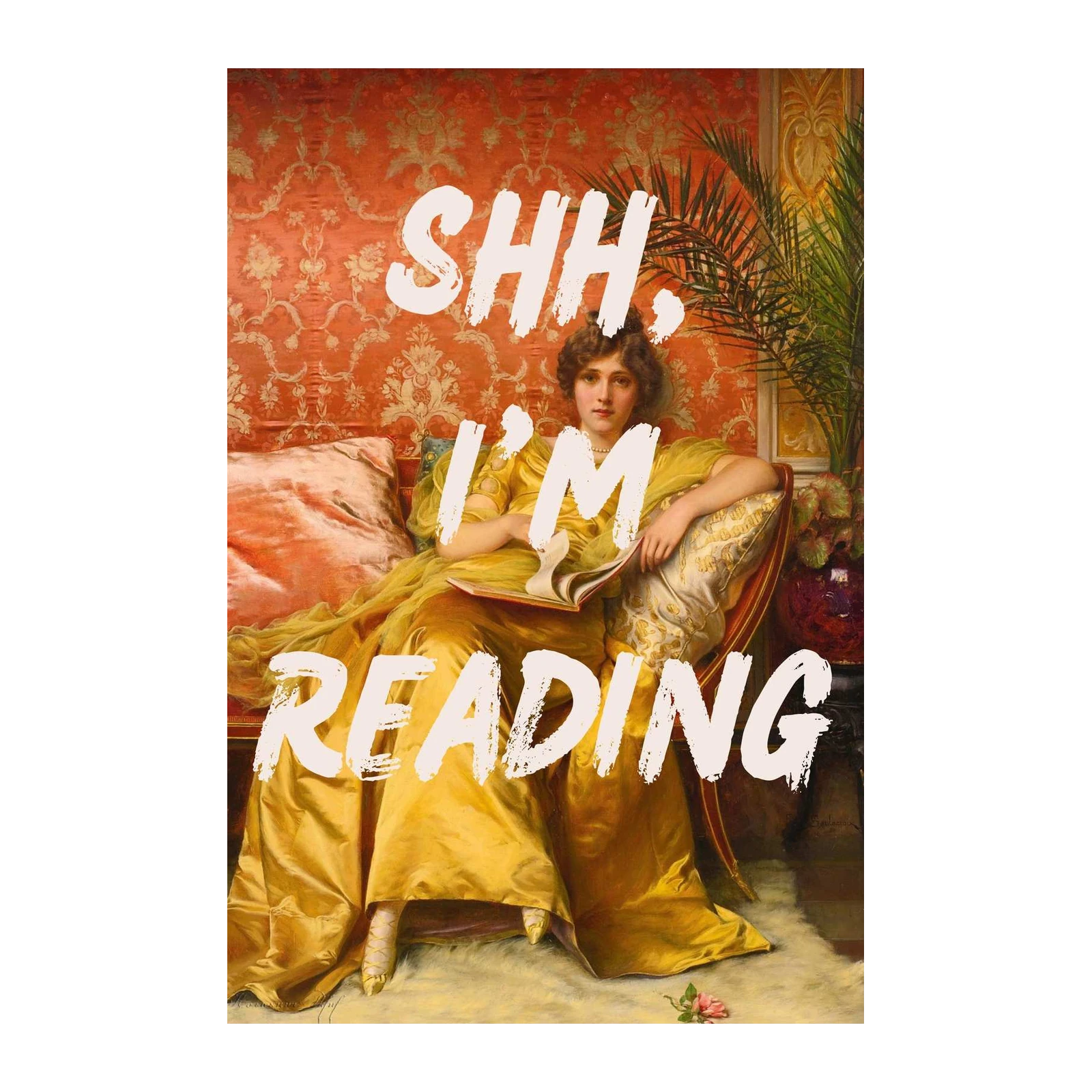 Elegant Reading Lady 'Shh, I'm Reading' Wall Art