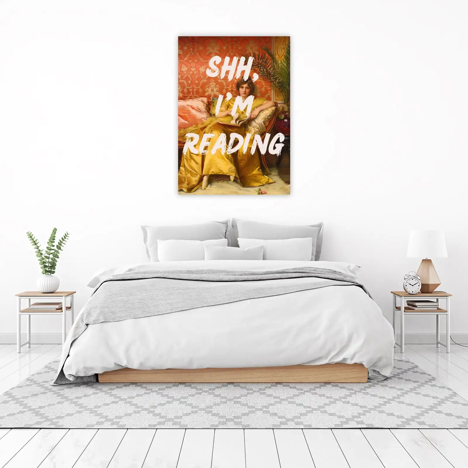 Elegant Reading Lady 'Shh, I'm Reading' Wall Art