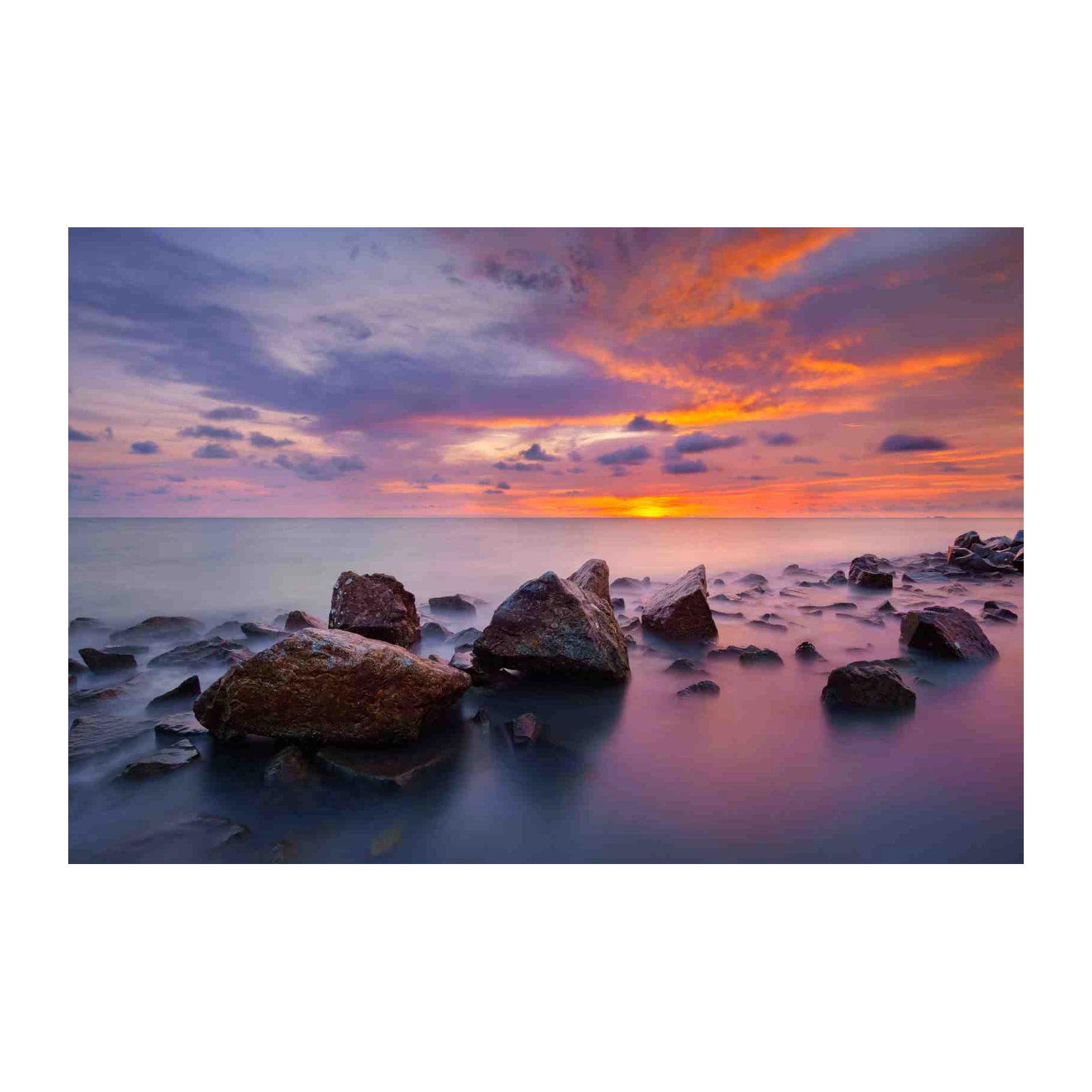 Ocean Sunset Rocks Wall Art