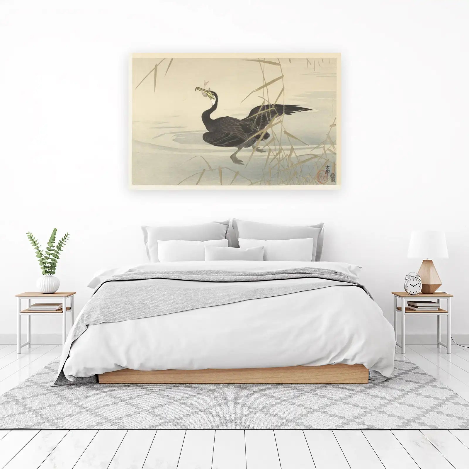 Serene Cormorant Catch Wall Art