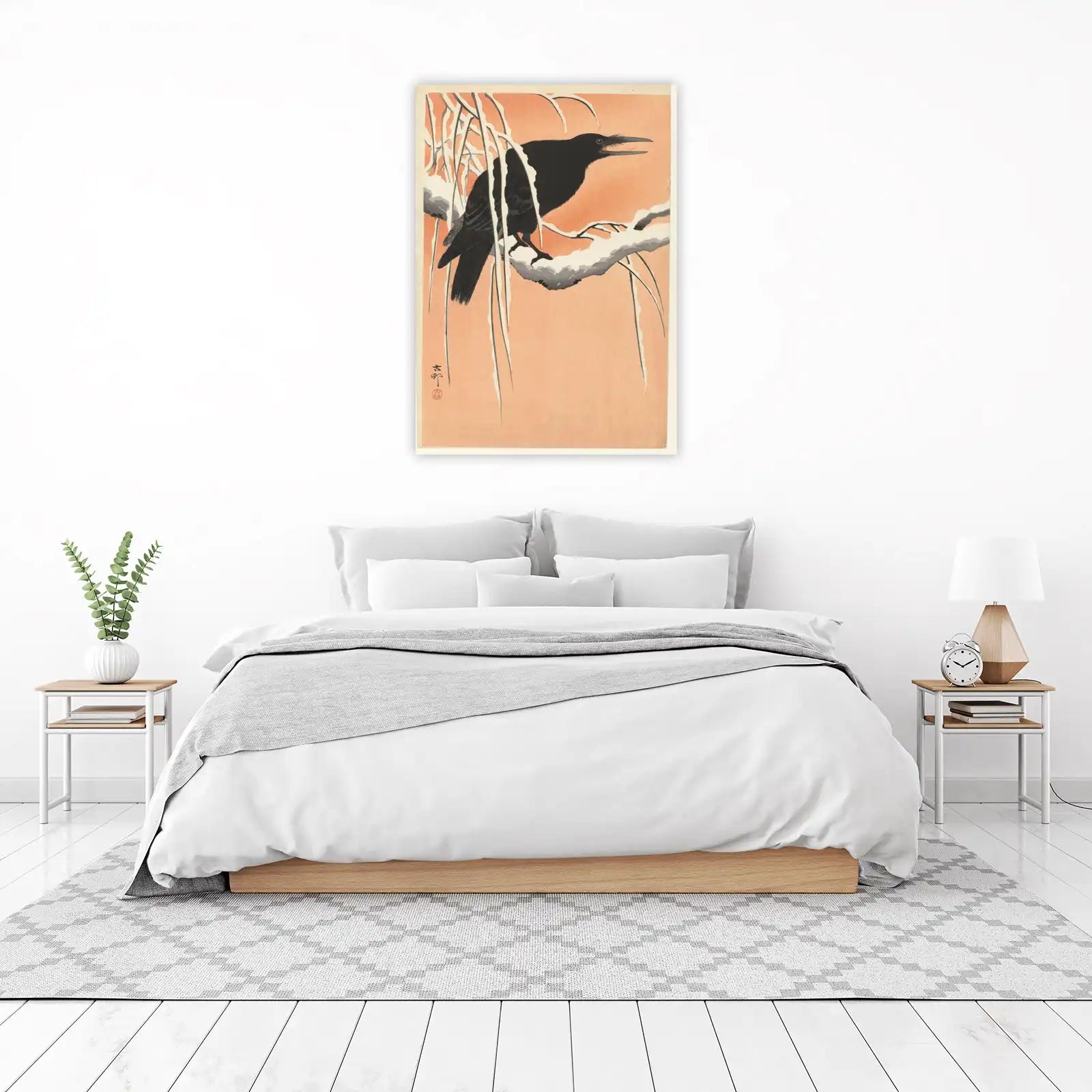 Japanese Crow Winter Scene Wall Art