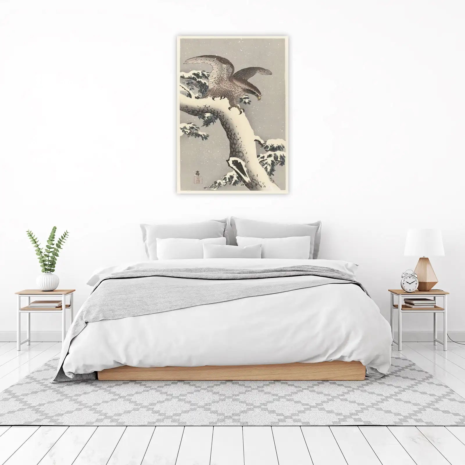 Majestic Snow Eagle Japanese Art Wall Art