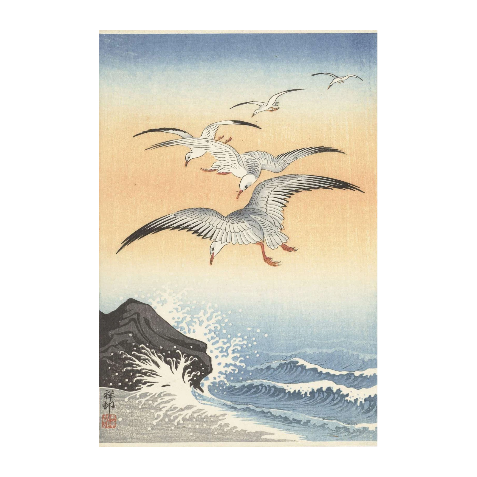 Seagulls Over Waves Wall Art