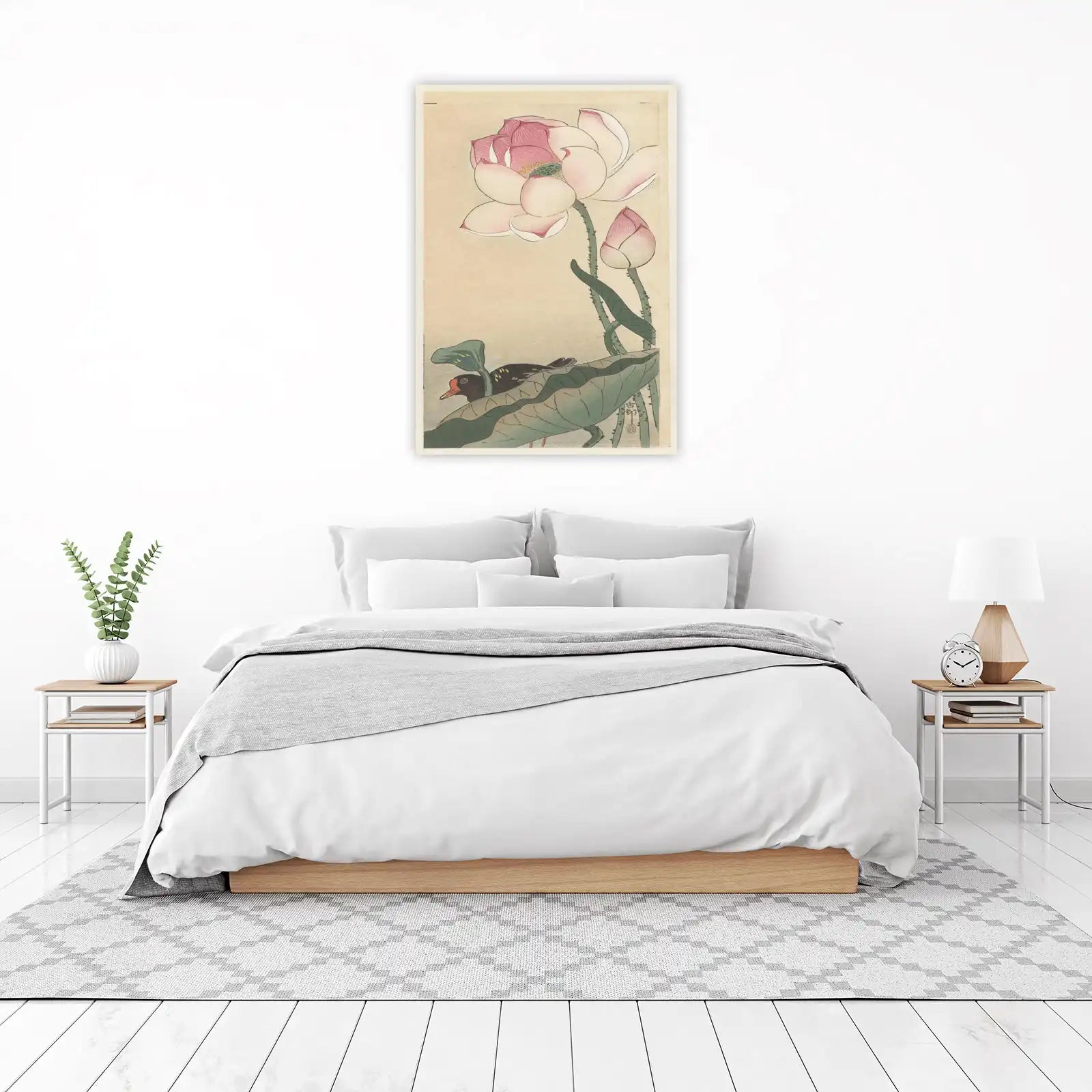 Tranquil Lotus Bird Japanese Art Wall Art