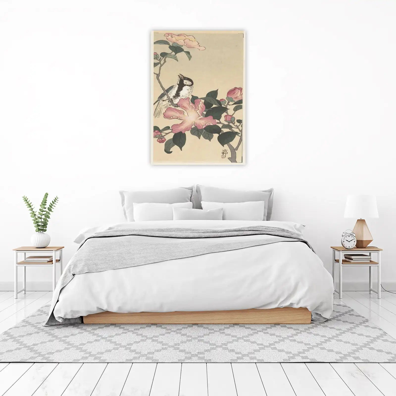 Serene Bird & Camellia Blossom Wall Art