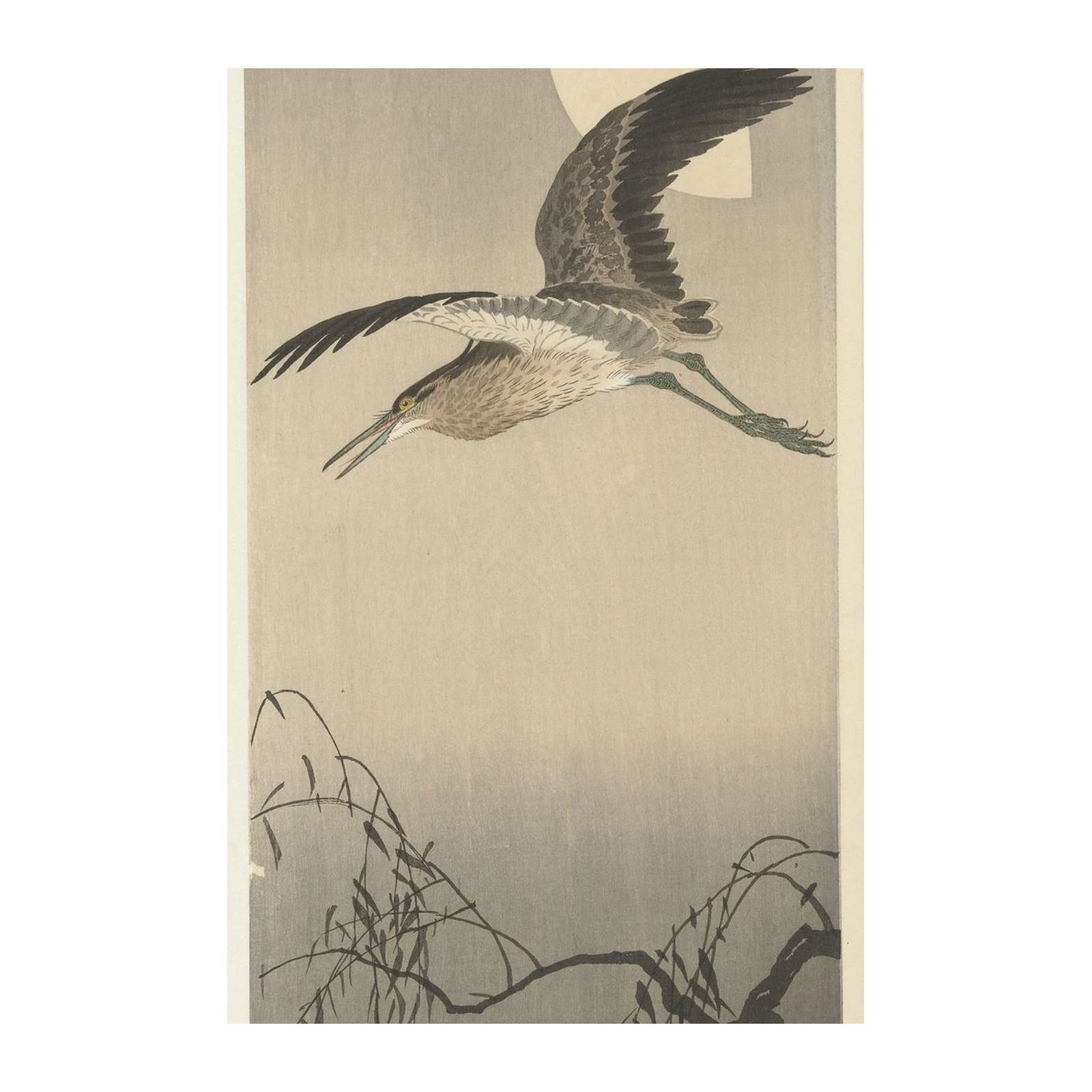 Serene Heron Flight Japanese Art Wall Art