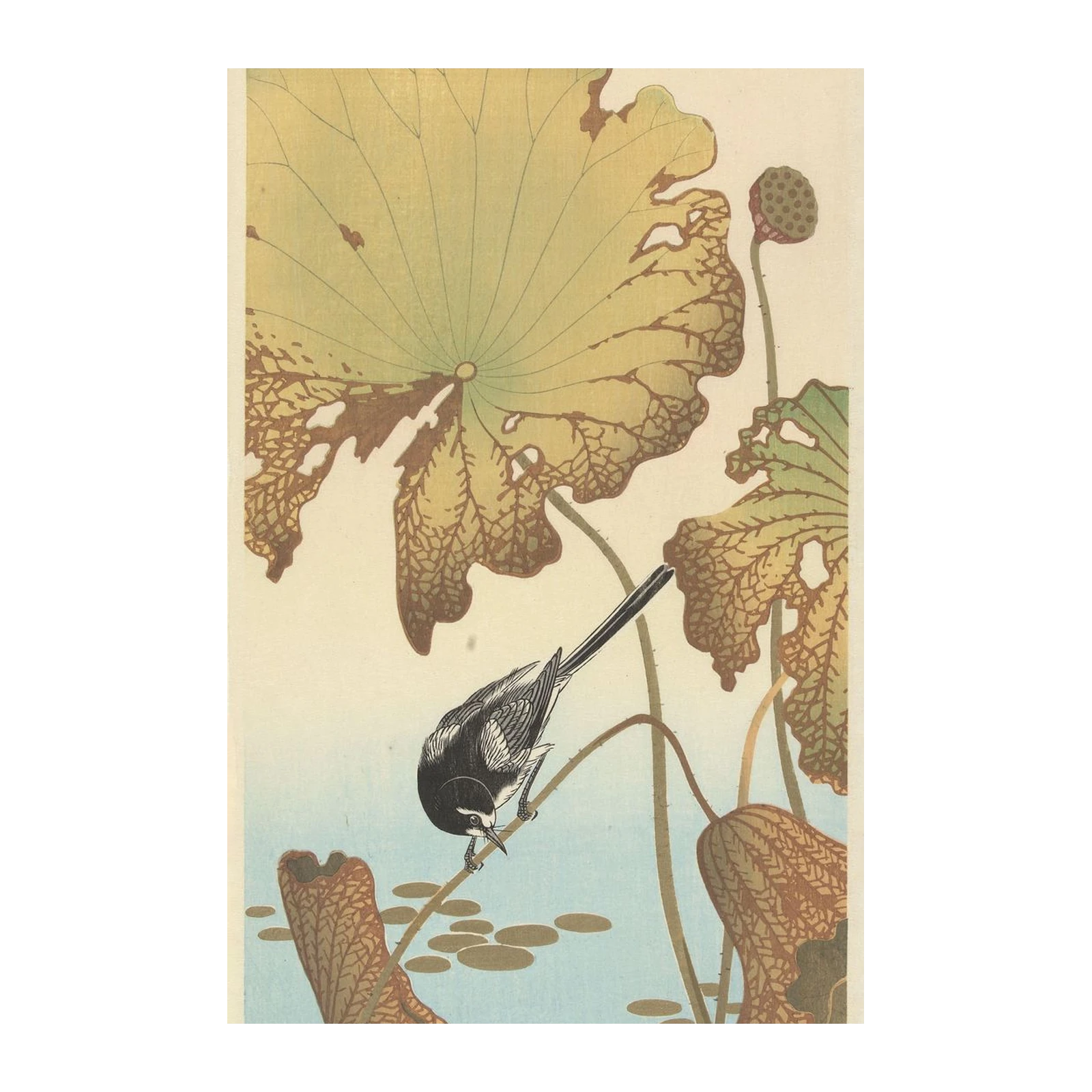 Zen Bird & Lotus Pond Wall Art