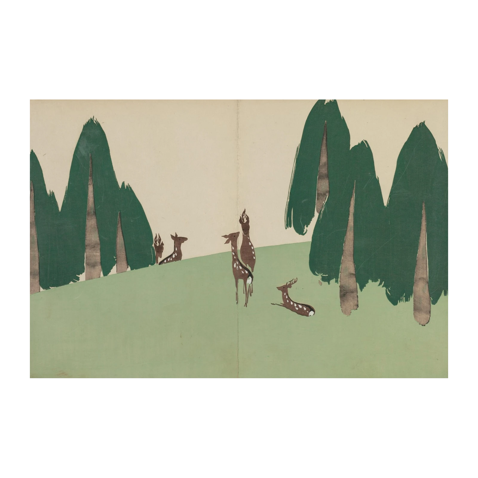 Serene Deer in Forest Minimalist Wall Art Wall Art
