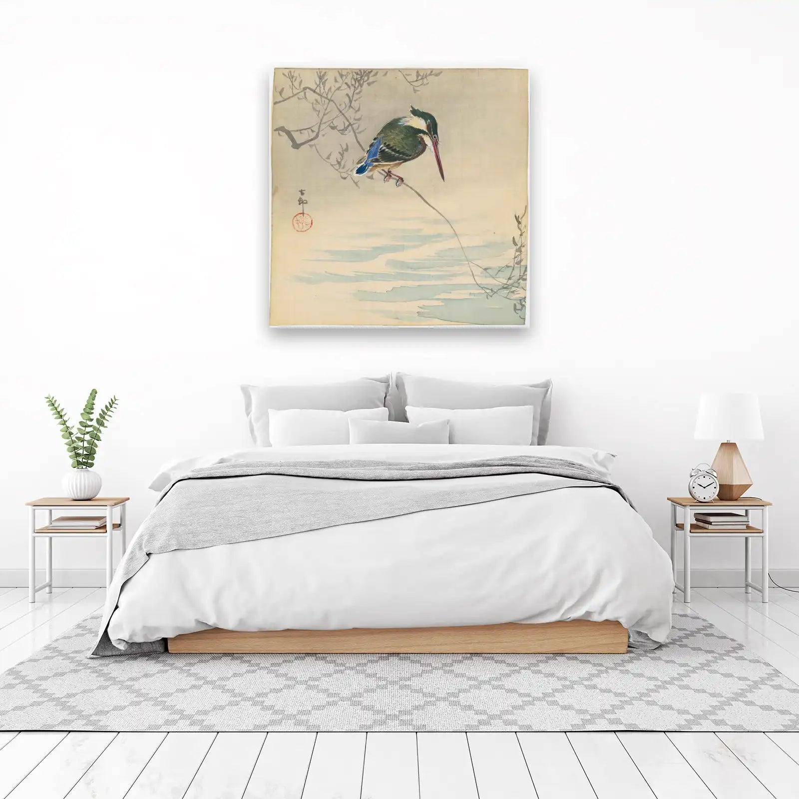 Kingfisher Serenity: Japanese Bird Art Wall Art