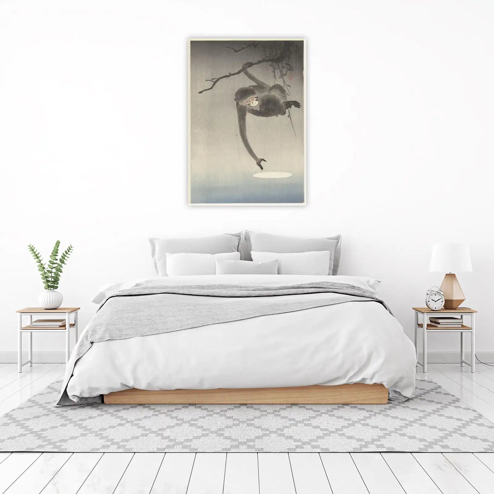 Serene Monkey Reaching Wall Art | Japanese Art Decor