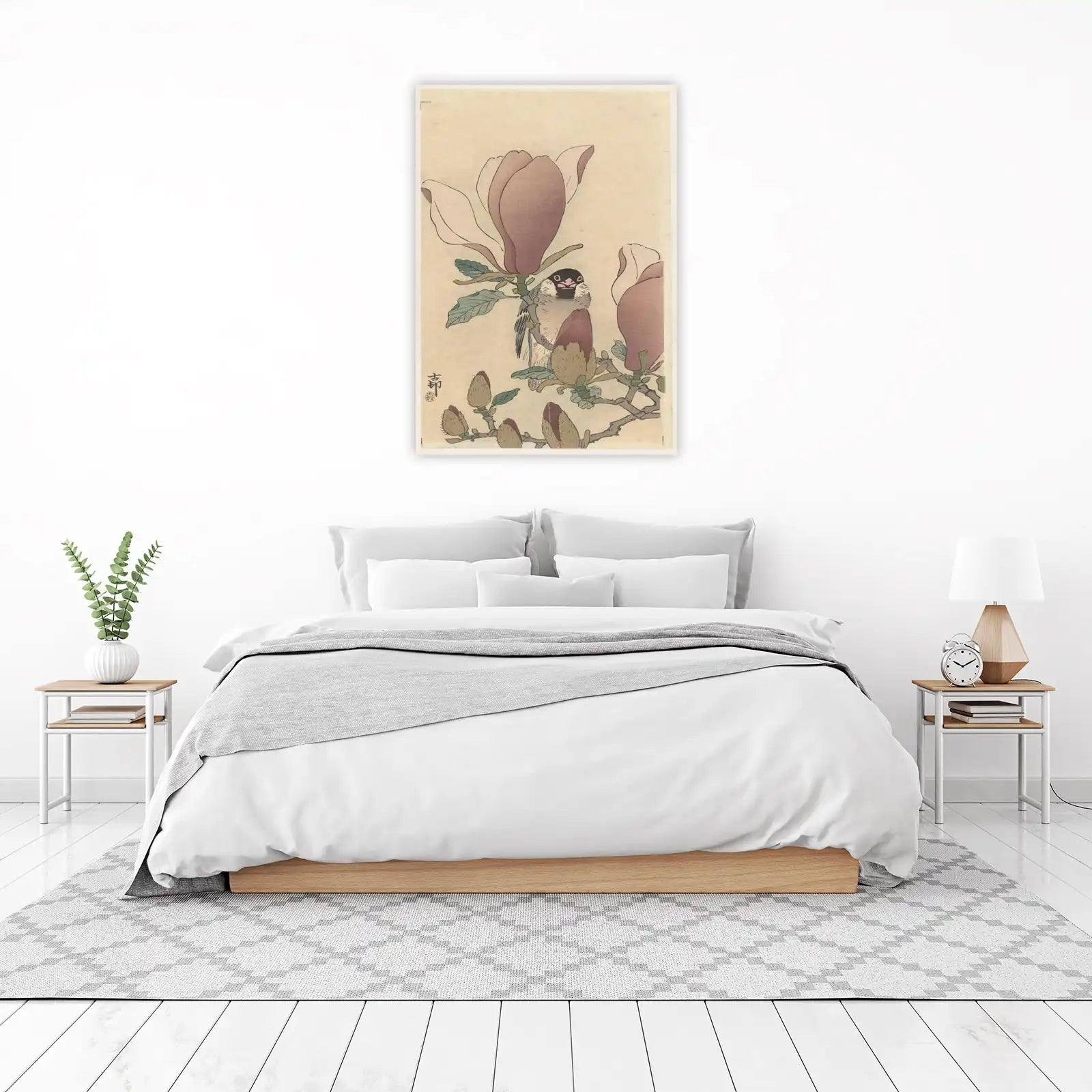 Bird & Magnolia Blossom Japanese Art Wall Art