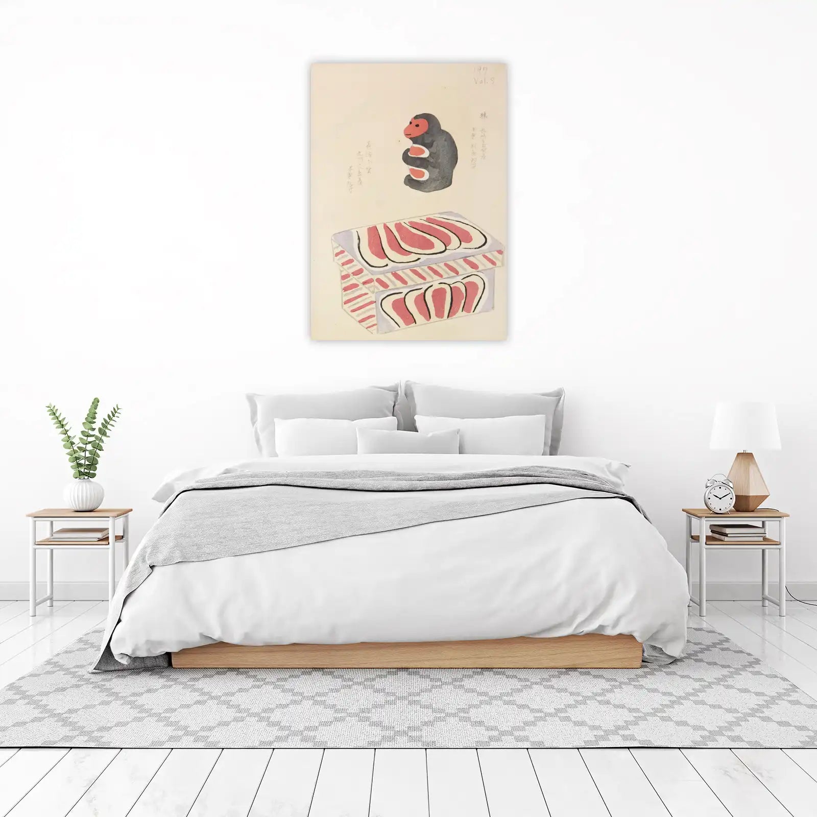 Charming Monkey & Food Japanese Woodblock Wall Art