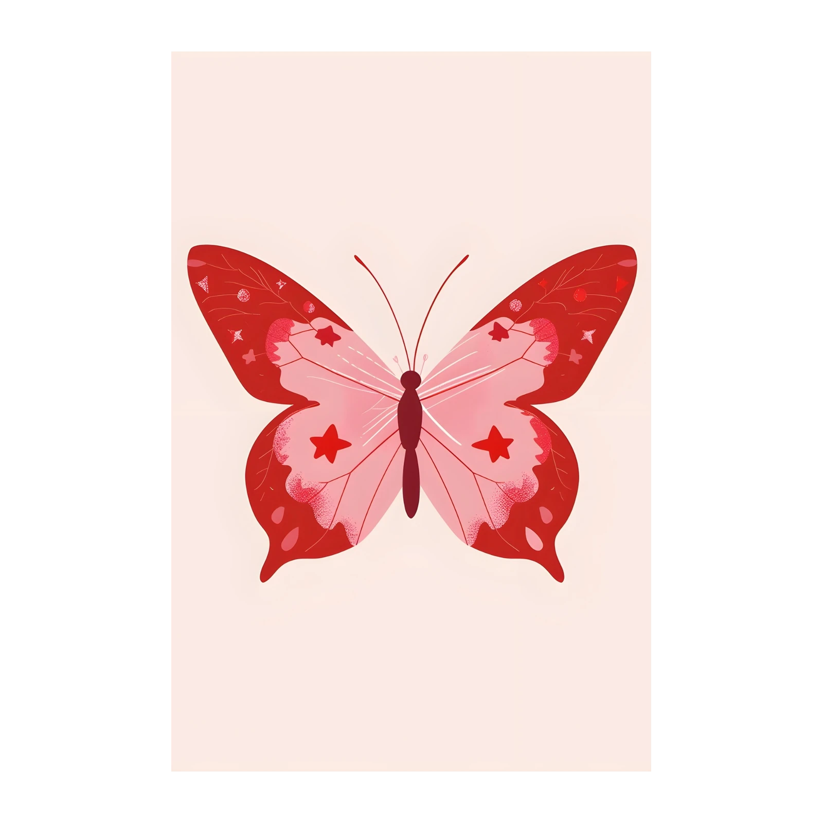 Charming Red Butterfly Art Wall Art