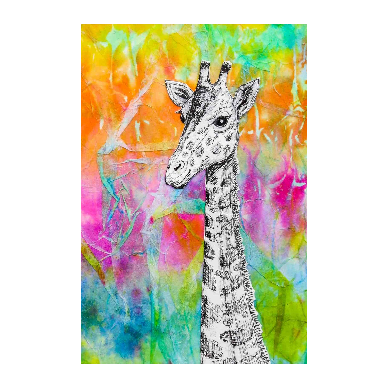 Vibrant Giraffe Sketch Wall Art