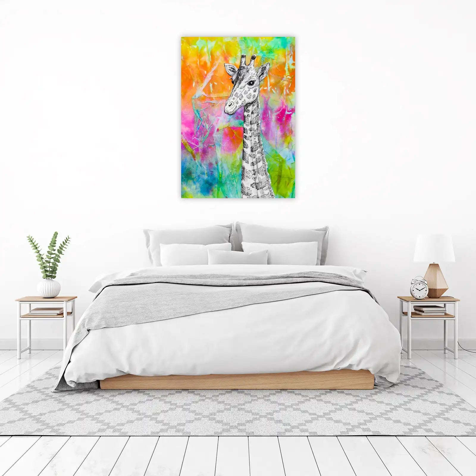 Vibrant Giraffe Sketch Wall Art