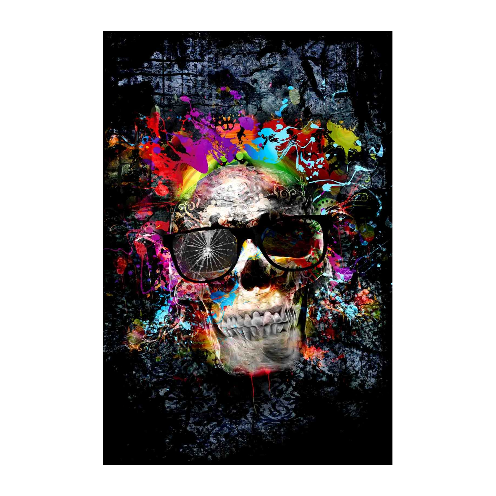 Vibrant Skull with Sunglasses Wall Art