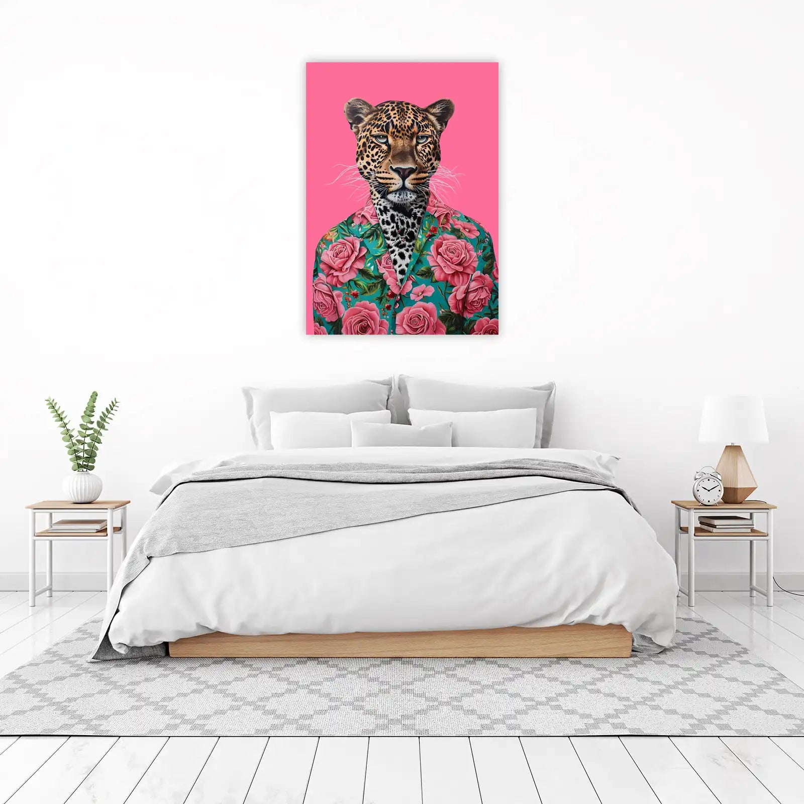 Leopard in Floral Shirt Wall Art