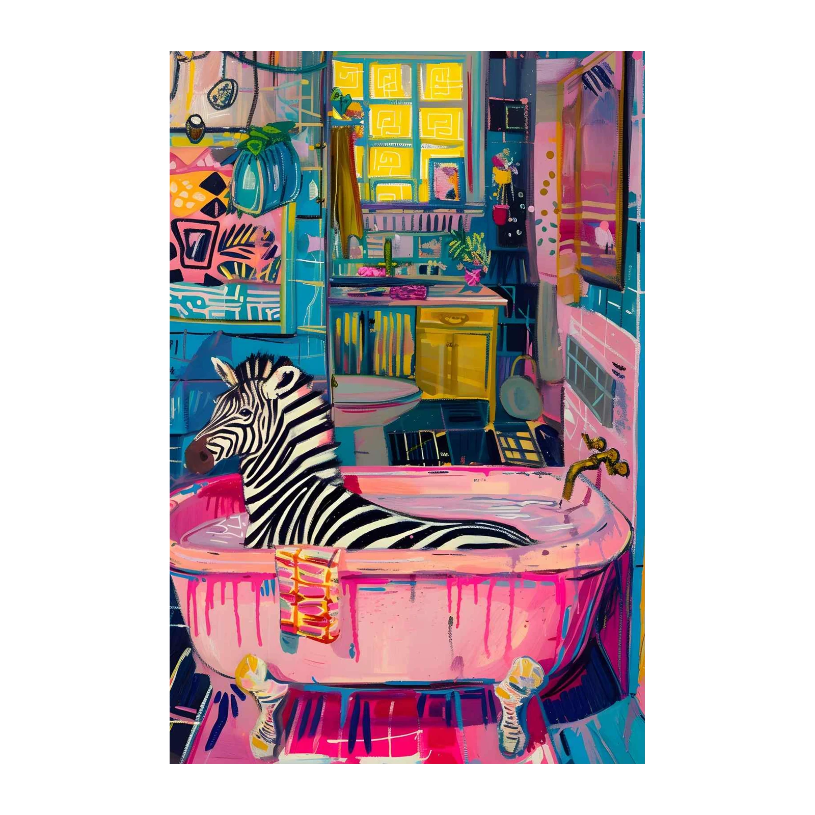 Whimsical Zebra Bath Abstract Pop Art Wall Art