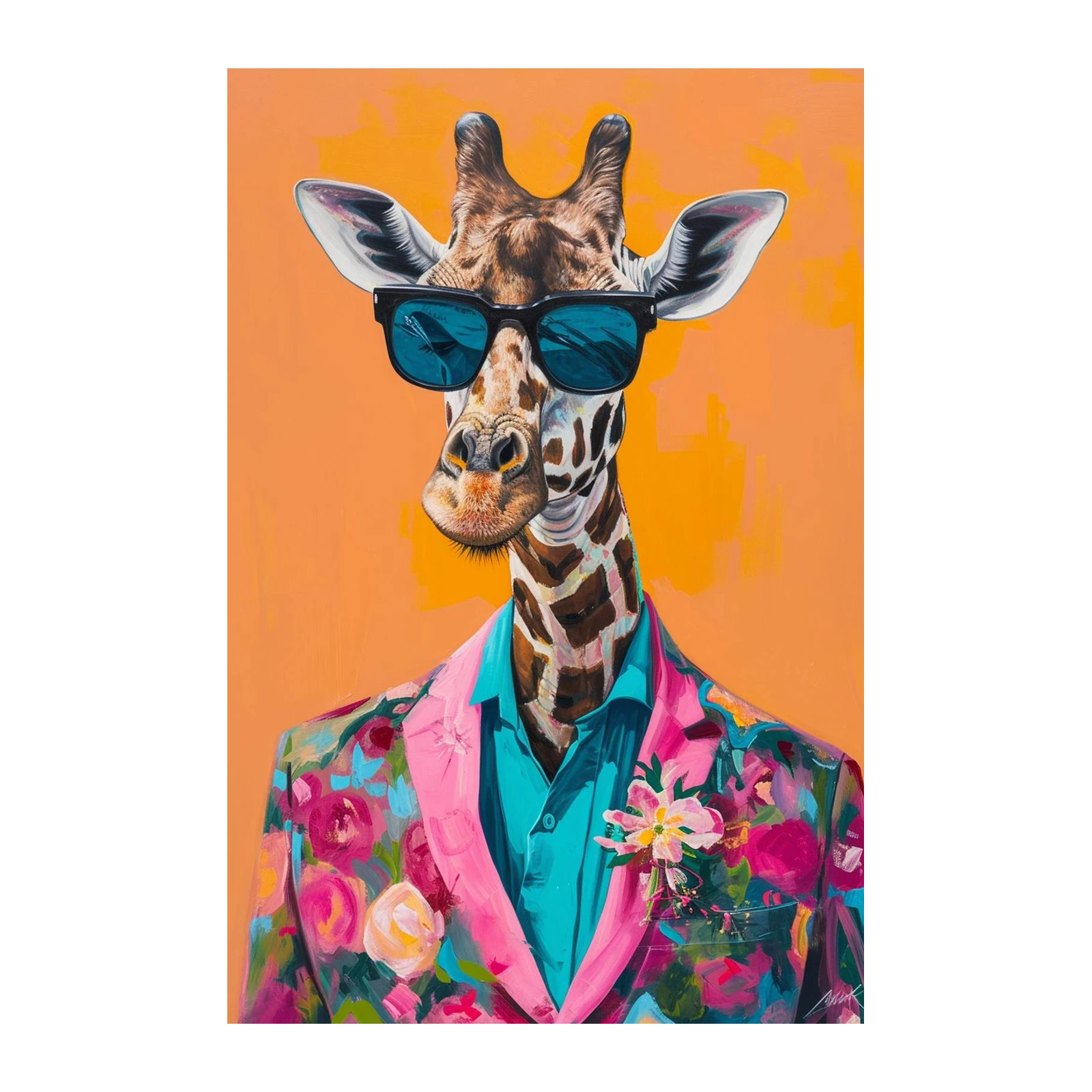Dapper Giraffe Tropical Blazer Wall Art