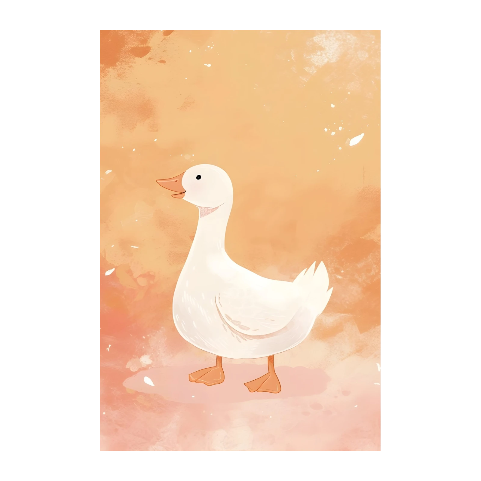 Charming White Goose Watercolor Wall Art