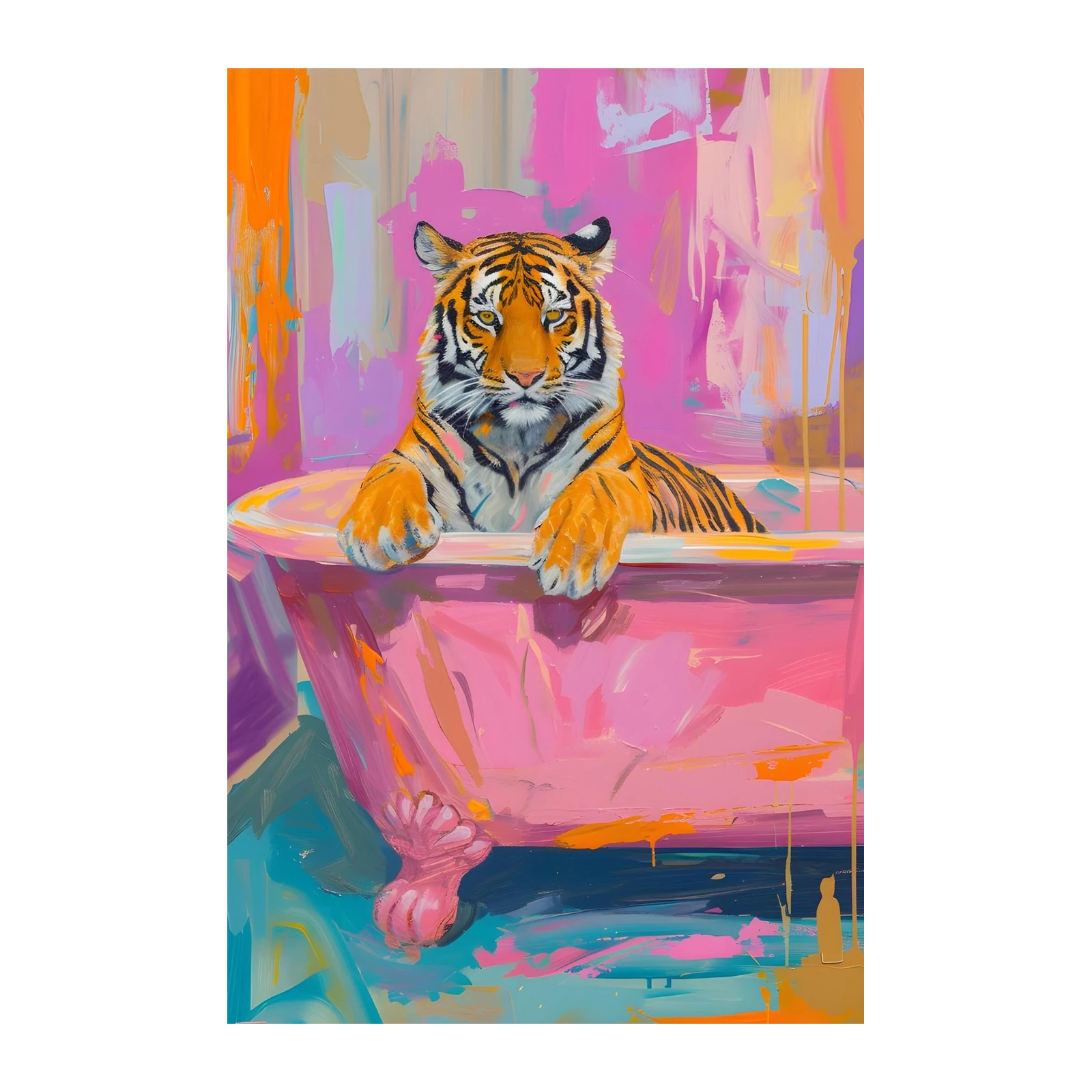 Abstract Tiger Bath Wall Art | Bold Animal Art