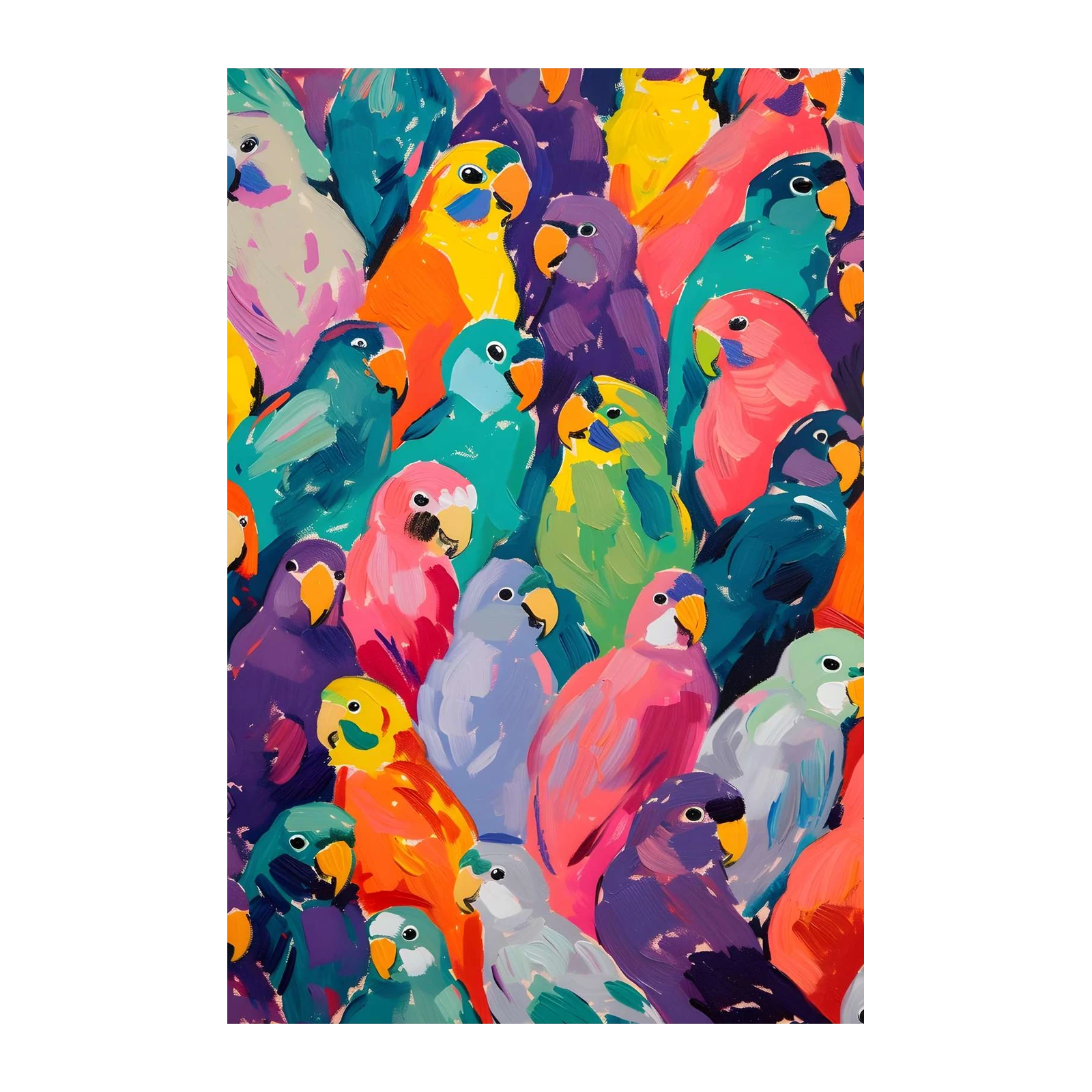 Vibrant Parrot Flock Wall Art - Tropical Wall Art