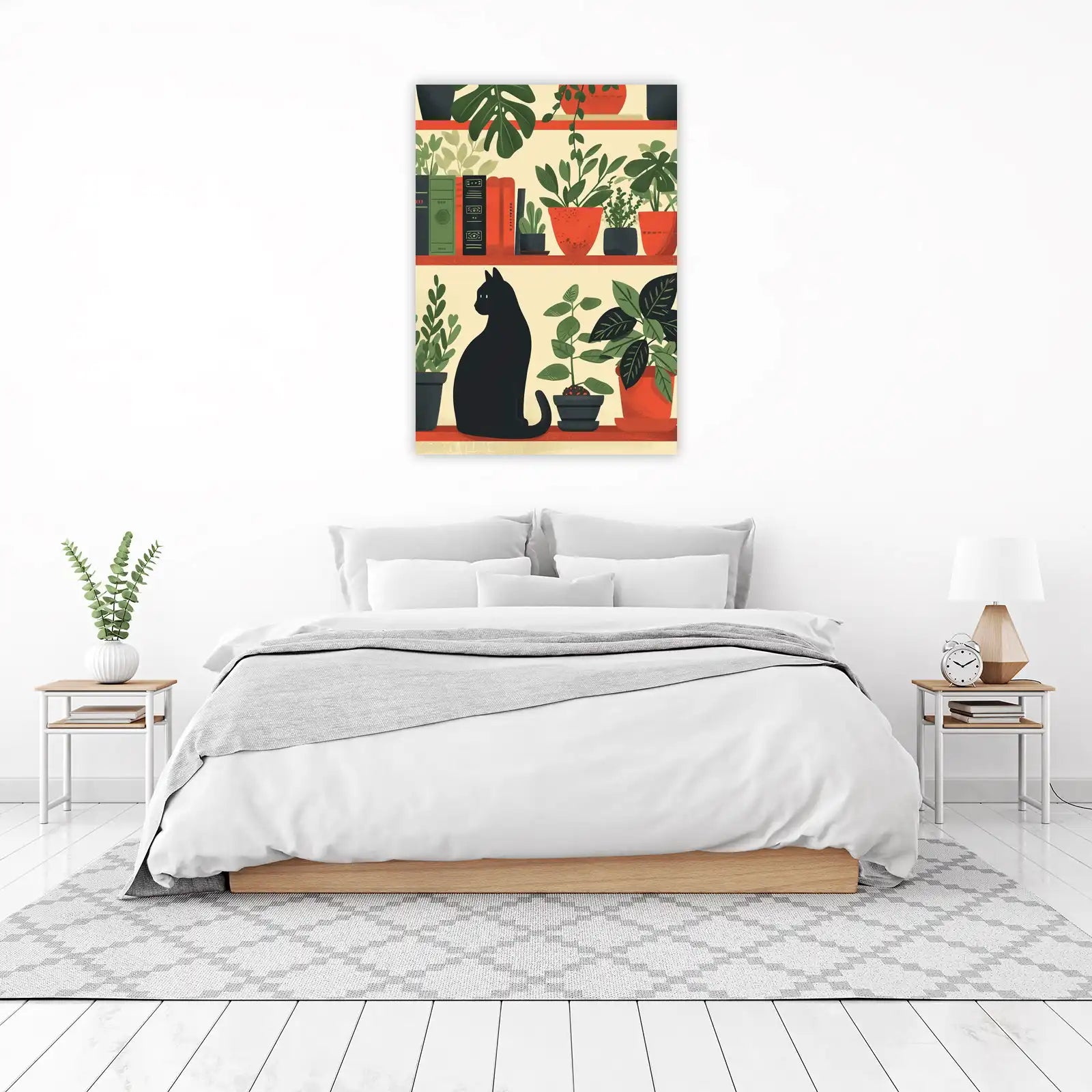 Cozy Cat & Plants Vintage Wall Art Wall Art