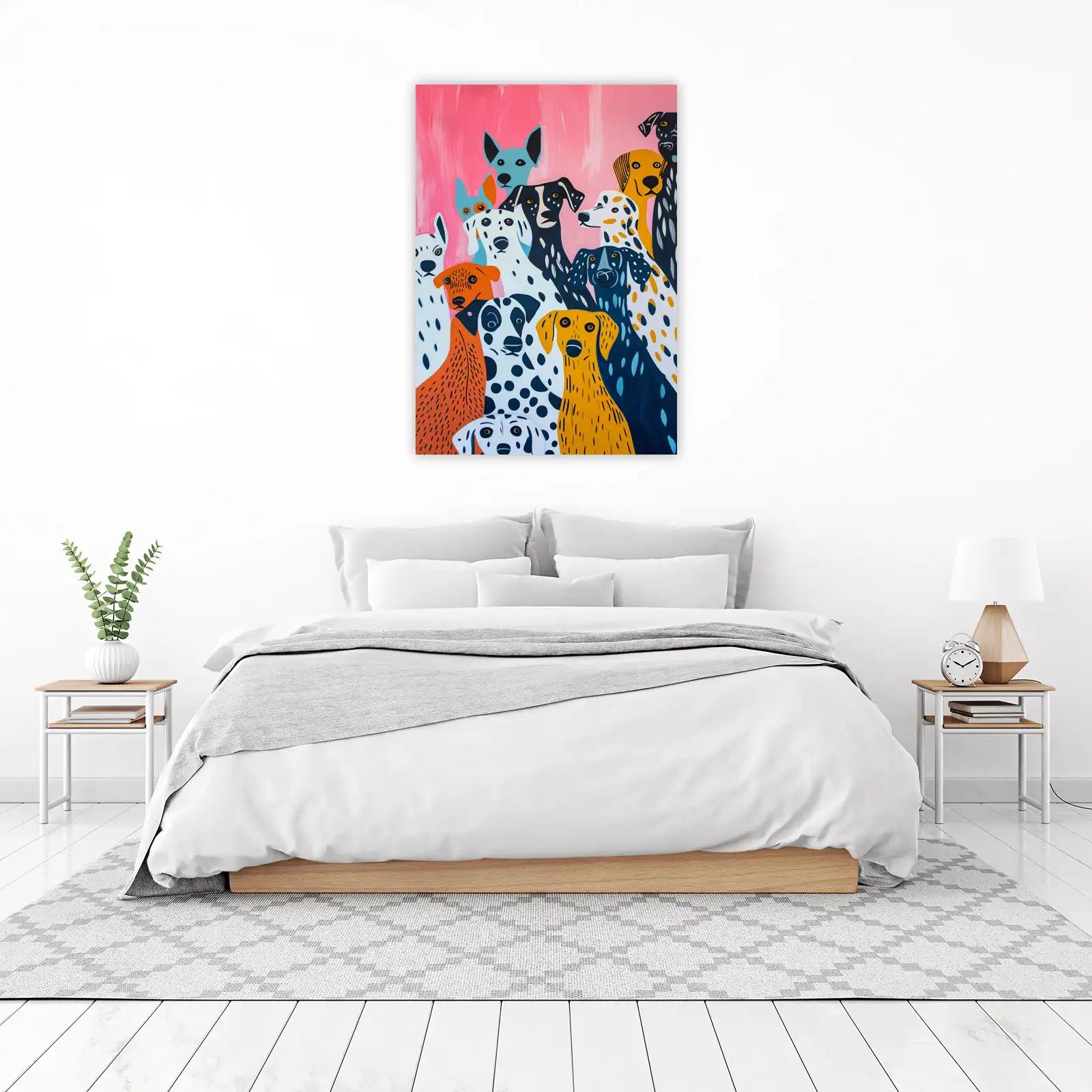 Playful Dog Pack Modern Art Wall Art