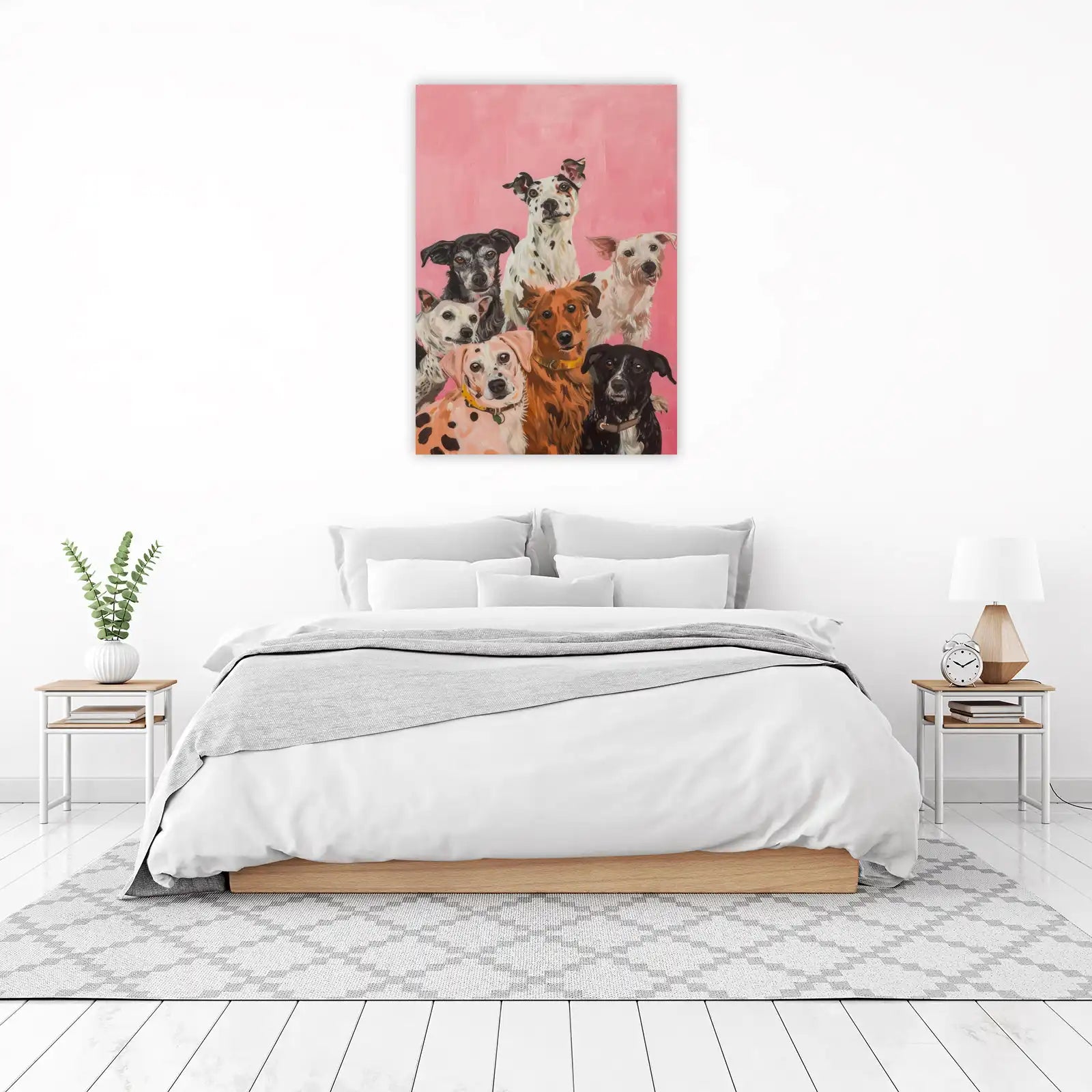 Whimsical Dog Pack Pink Pop Art Wall Art