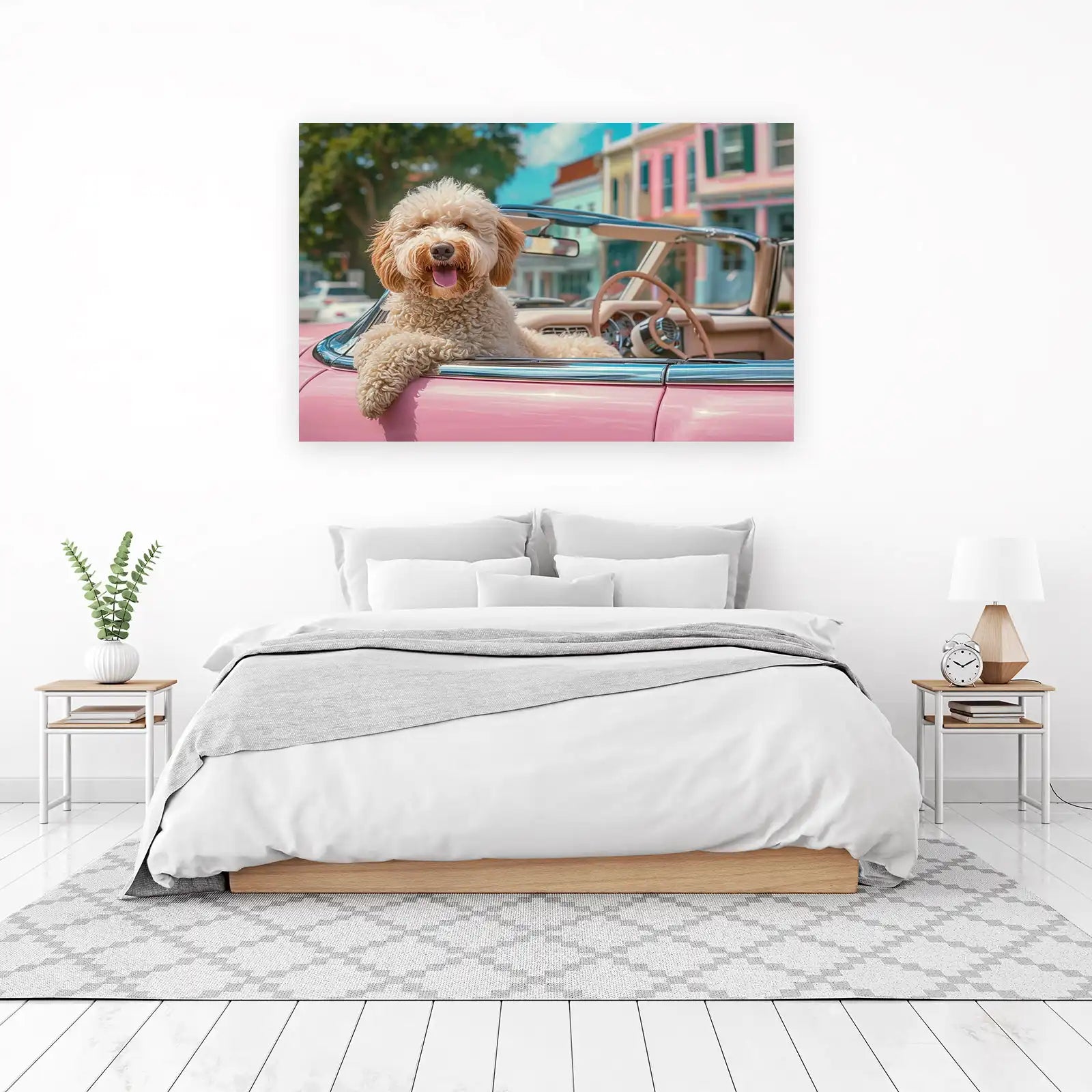 Joyful Dog in Pink Convertible Wall Art