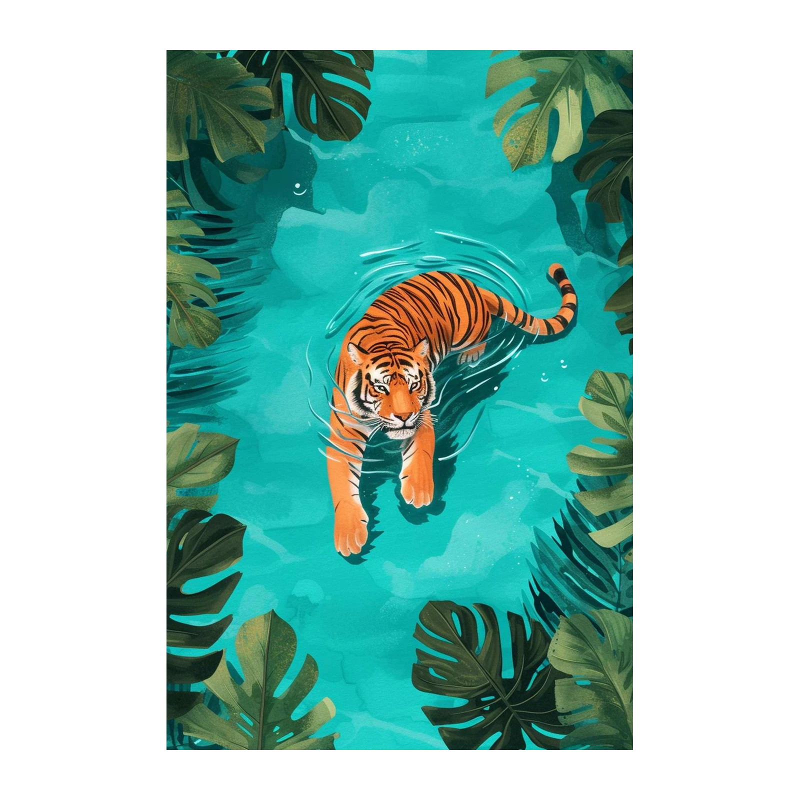Majestic Tiger in Jungle Pool Wall Art