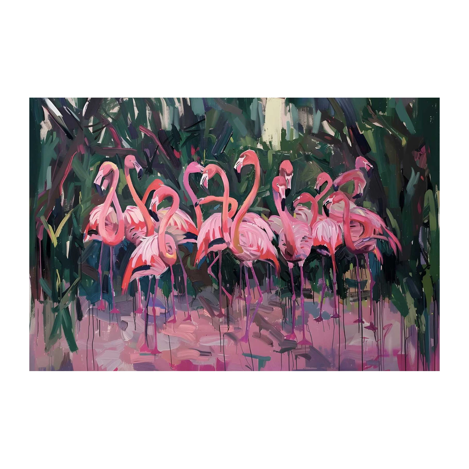 Vibrant Flamingo Flock Wall Art Wall Art