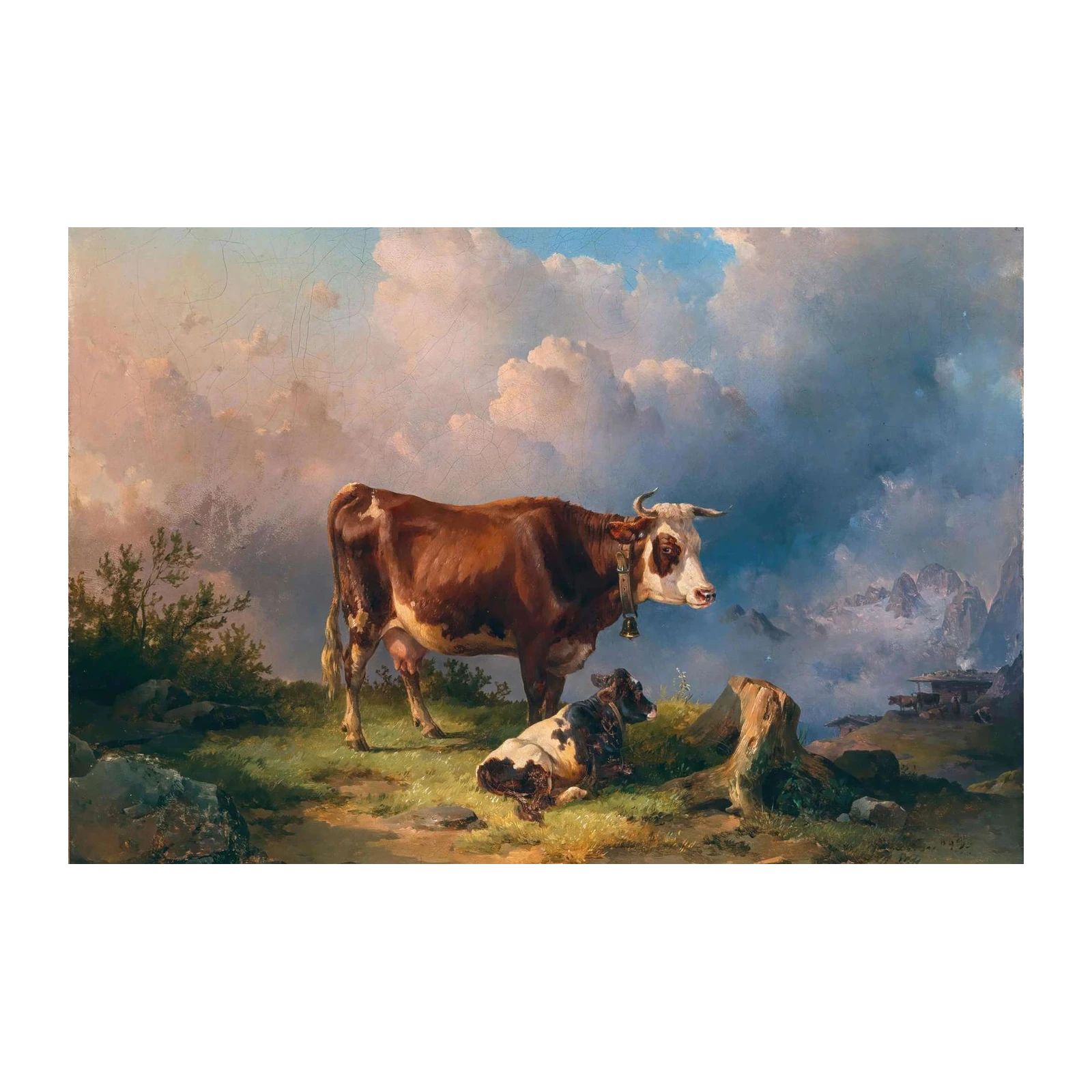 Alpine Serenity: Cows in Mountain Landscape Wall Art