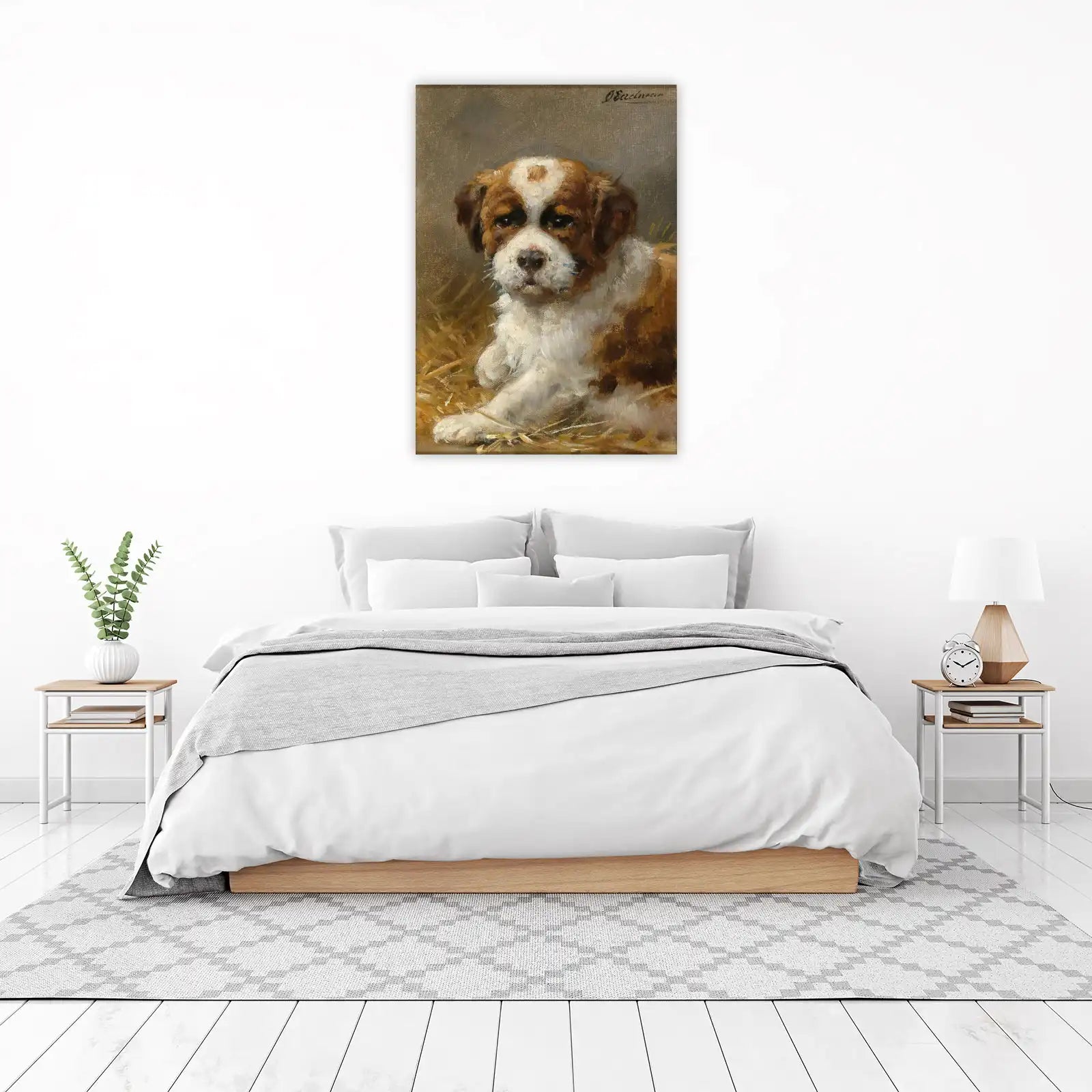Adorable St. Bernard Puppy Oil Painting Wall Art