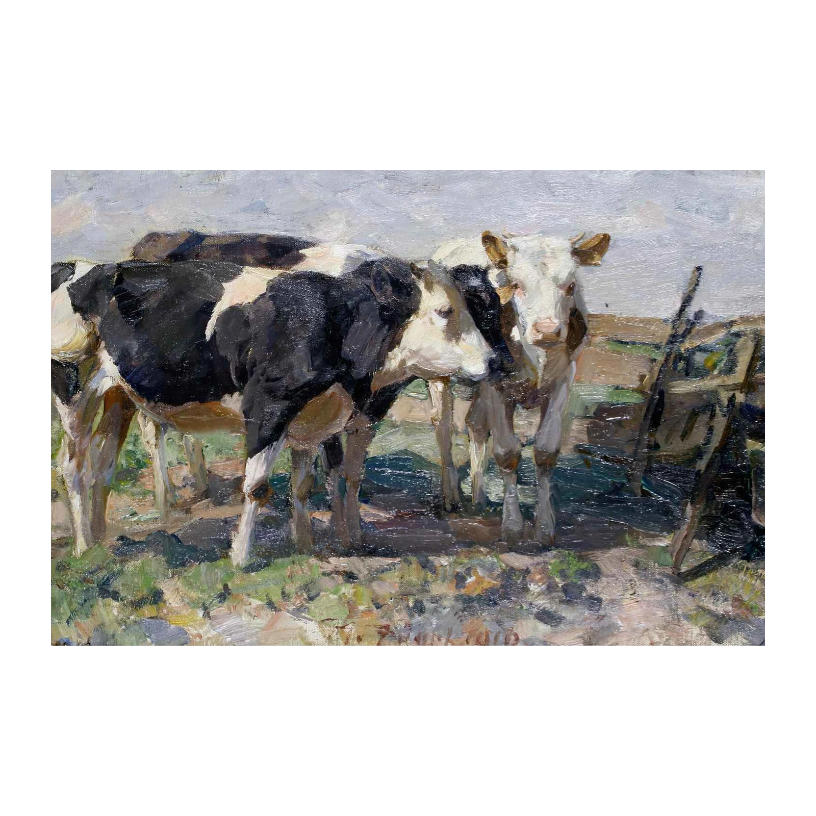 Charming Holstein Cows Rural Landscape Wall Art