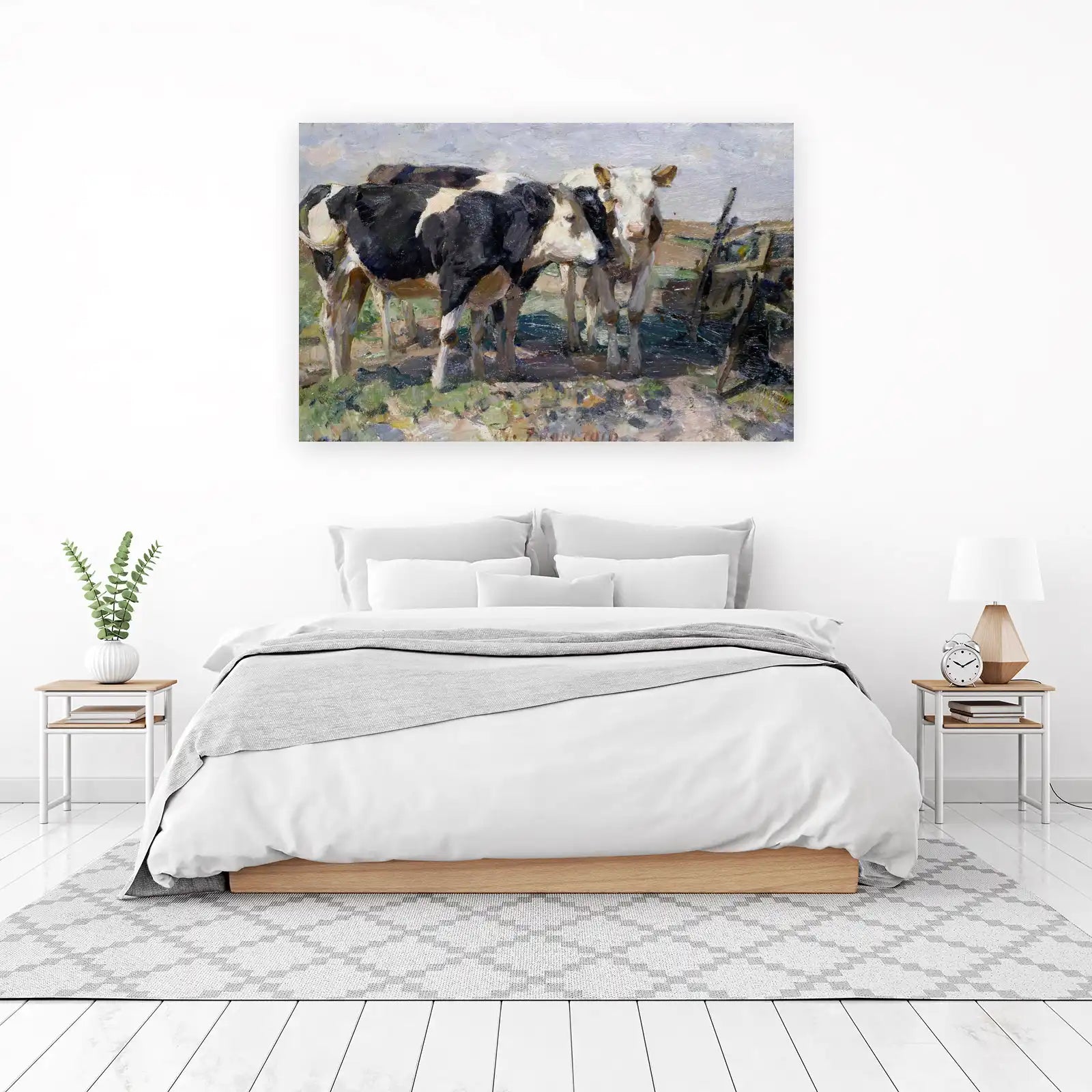 Charming Holstein Cows Rural Landscape Wall Art