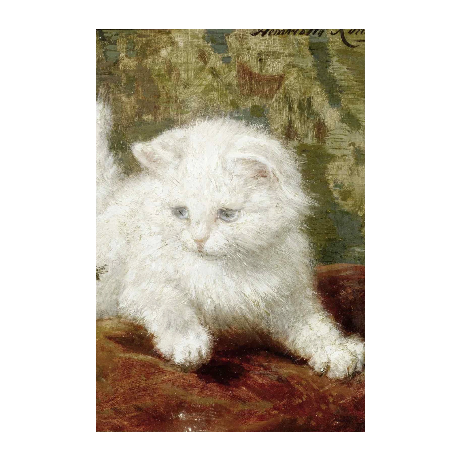 Adorable Fluffy White Kitten Art Wall Art