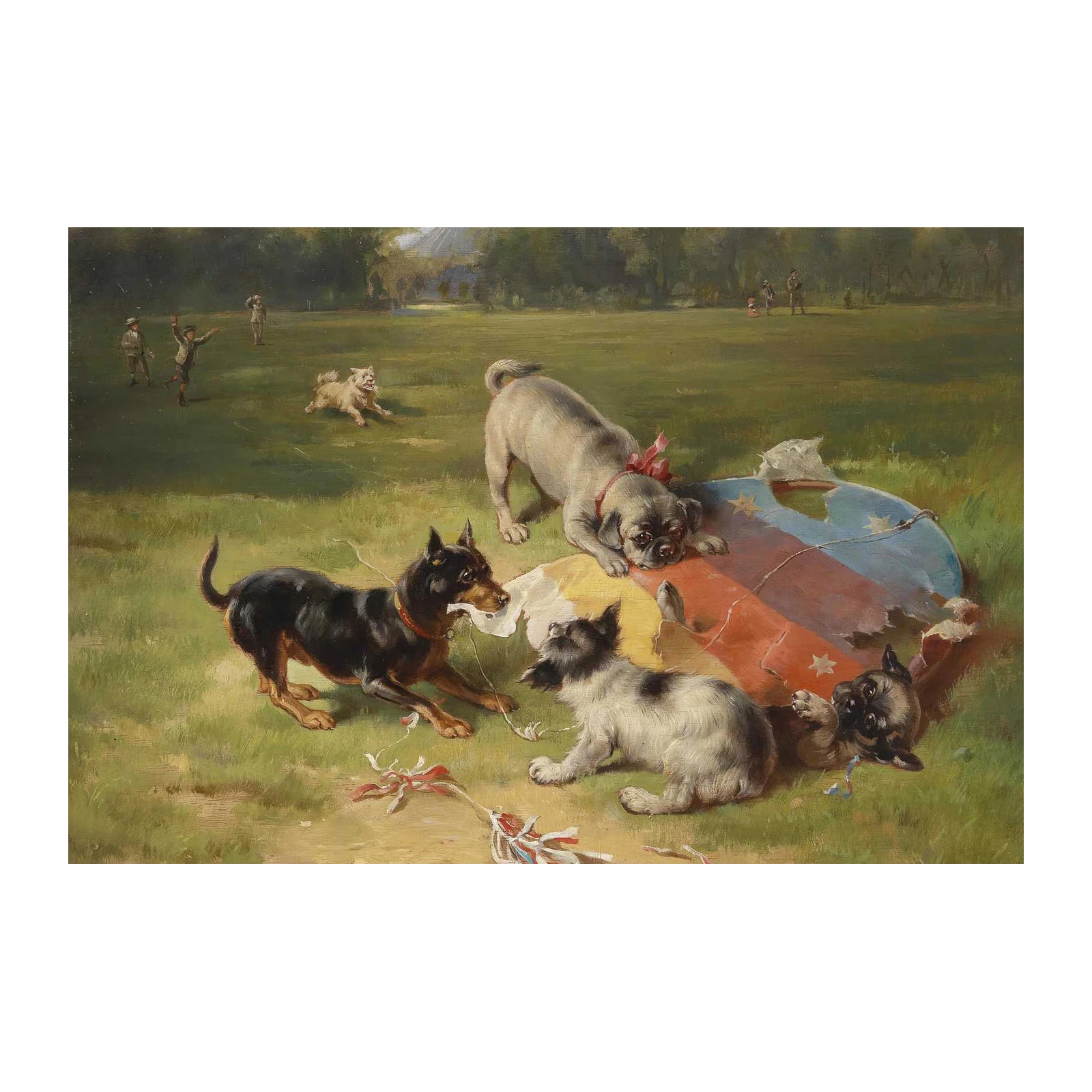 Whimsical Dogs & Kite Fun Wall Art