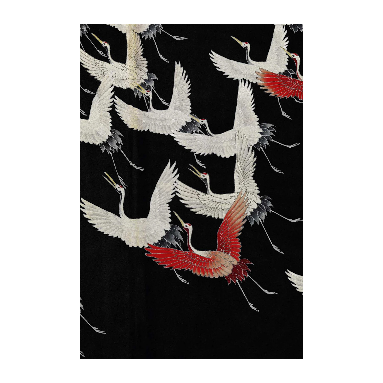 Elegant Flying Cranes Black Wall Art