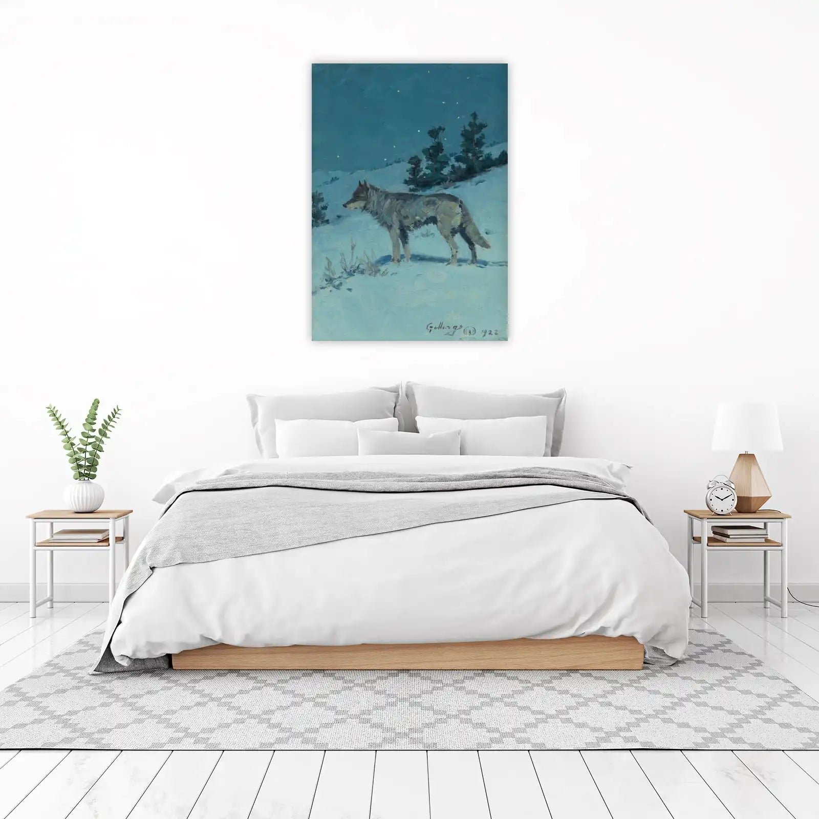 Lone Wolf Winter Night Wall Art