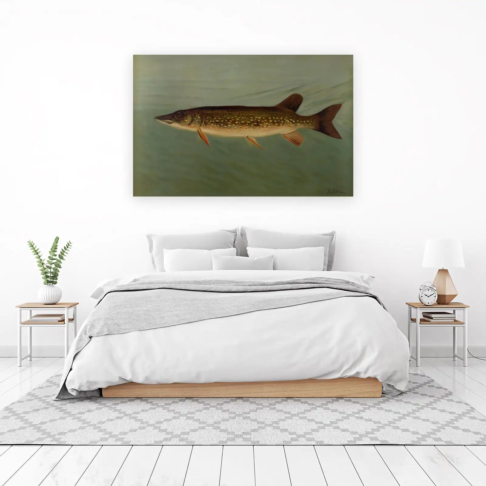 Realistic Northern Pike Underwater Wall Art